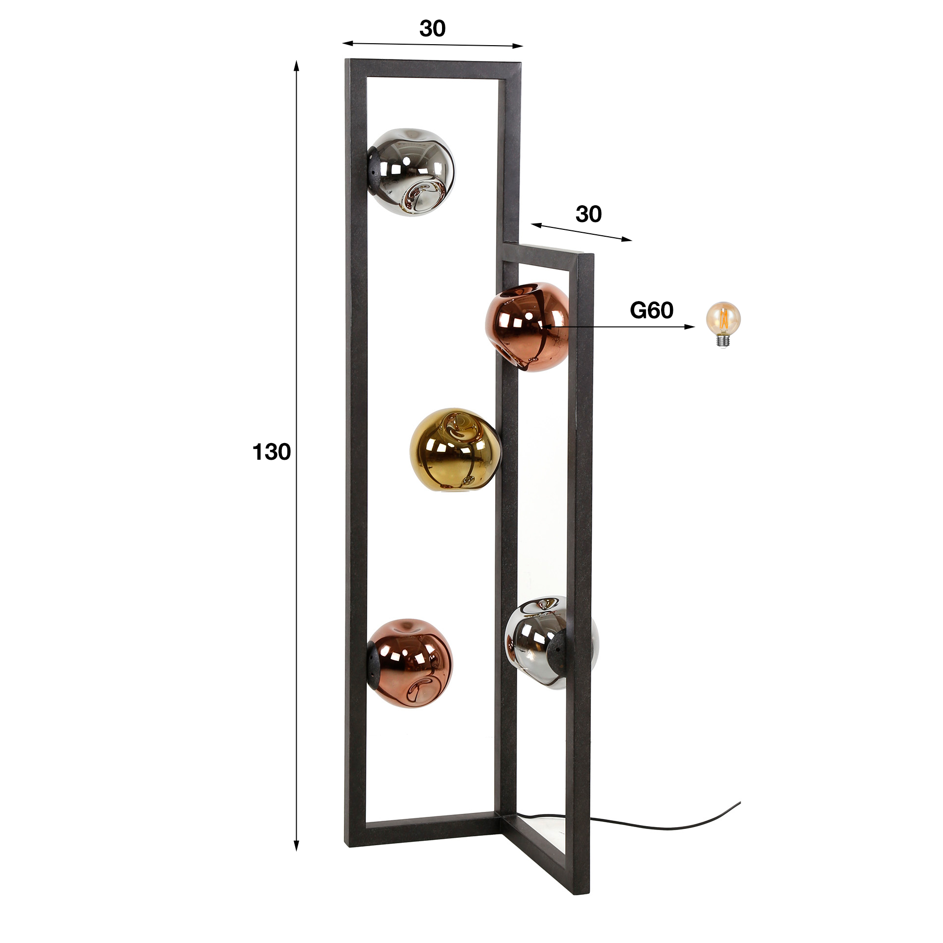 Stehleuchte Stellar 5-flammig / Artic Schwarz - Zijlstra