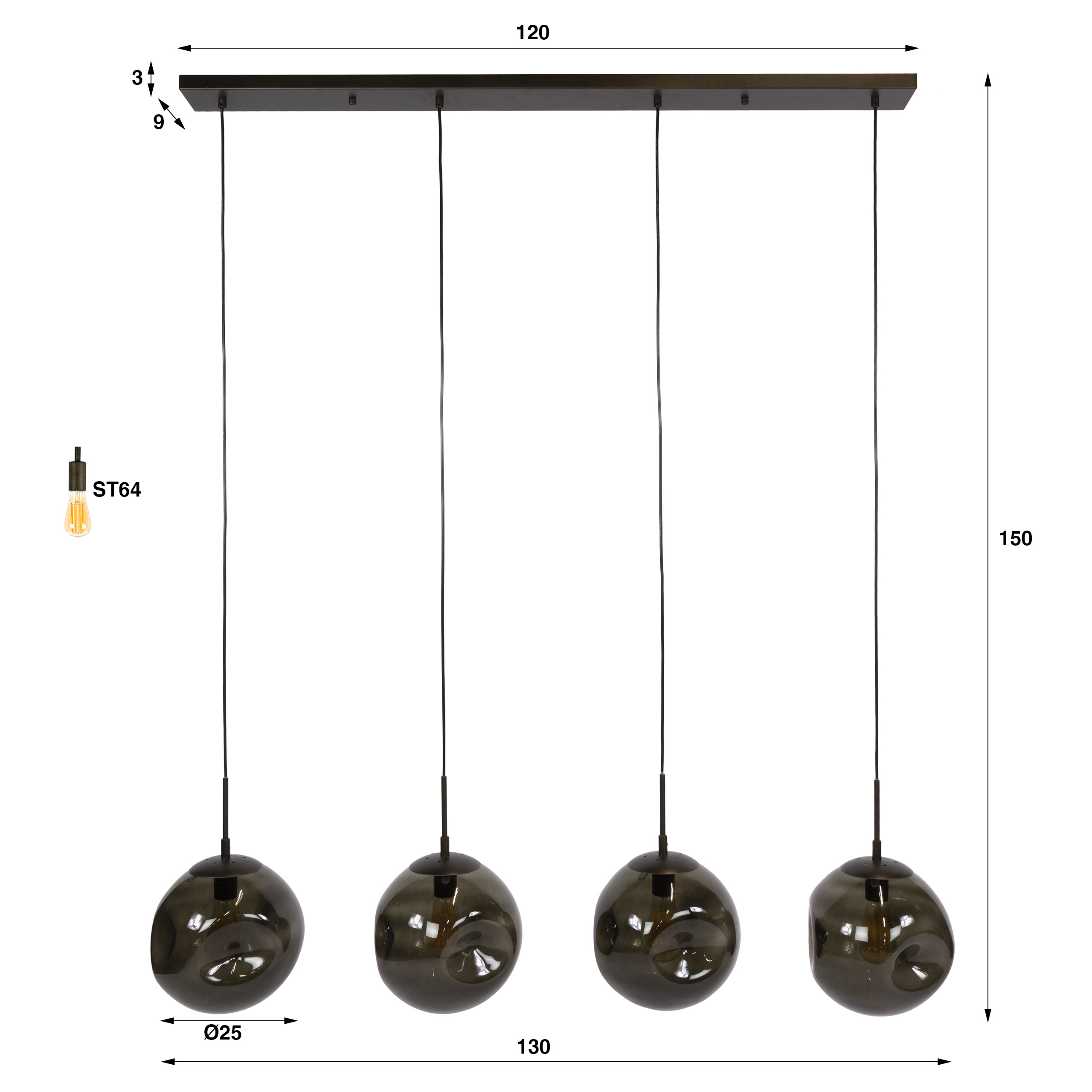 Pendelleuchte Stellar 4-flammig in Sienna Braun - Emmo Design