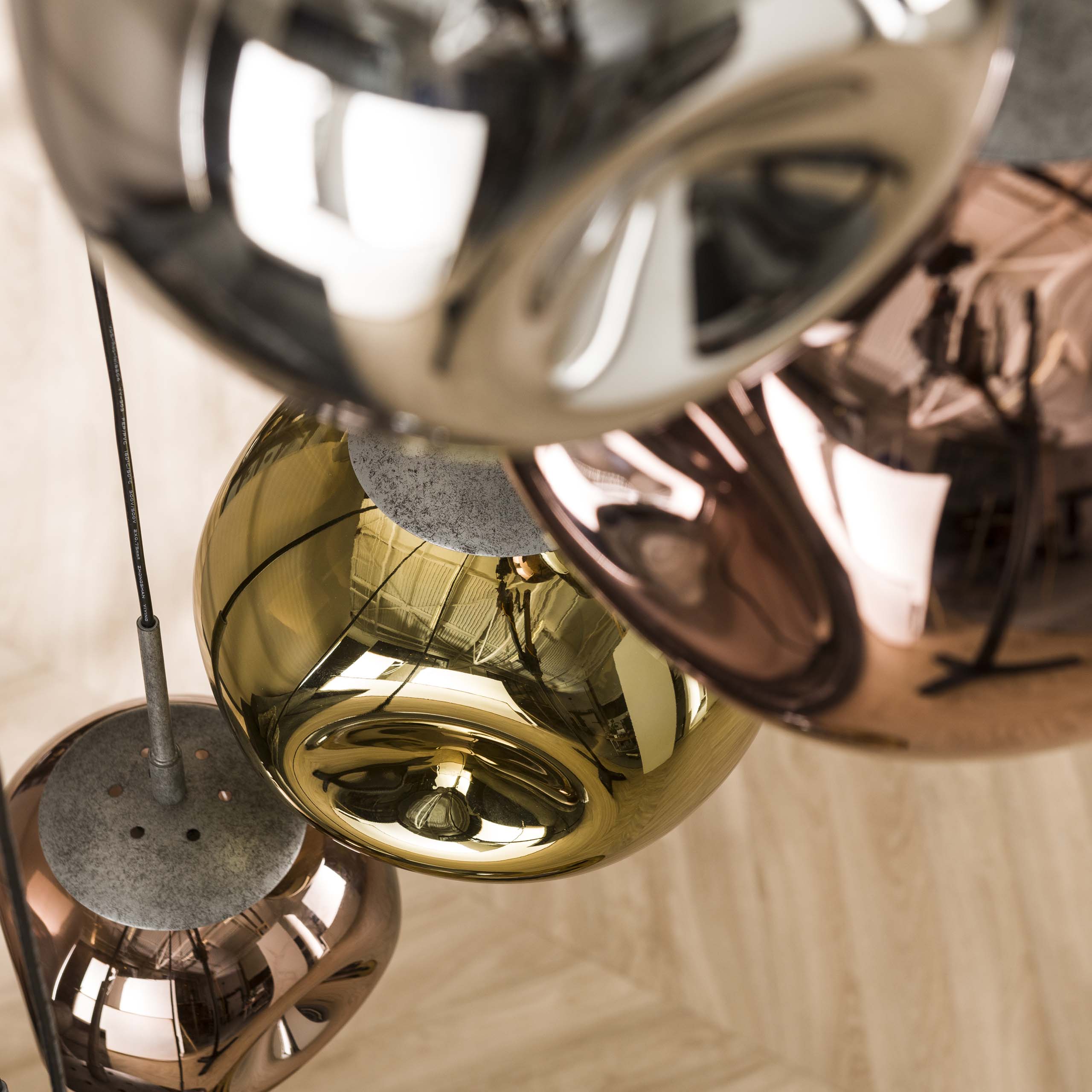 Pendelleuchte Stellar getrapt 7-flammig in Altsilber (Oud Silber) - Emmo Design