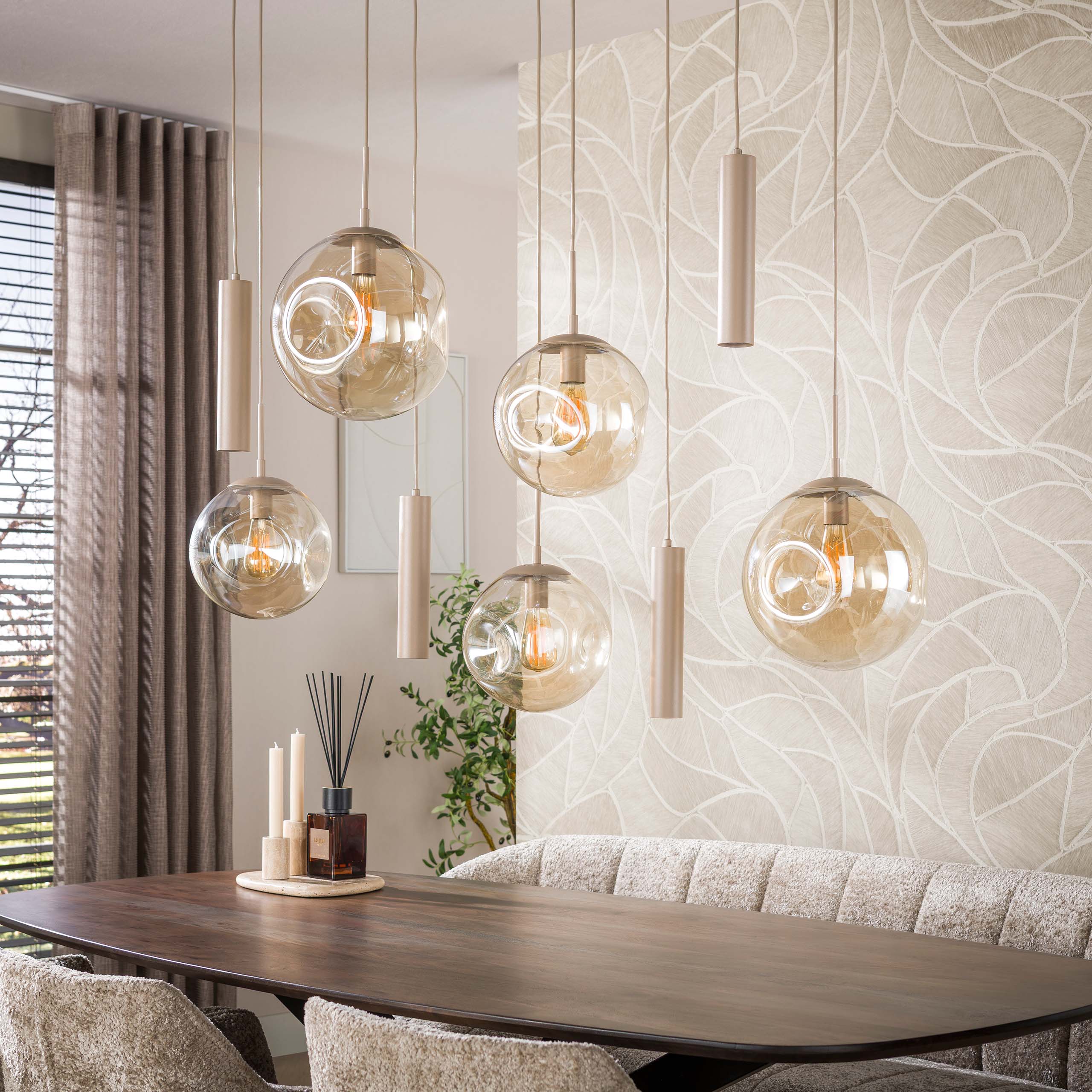 Pendelleuchte Stellar pendel 5+4-flammig in Beige - Emmo Design