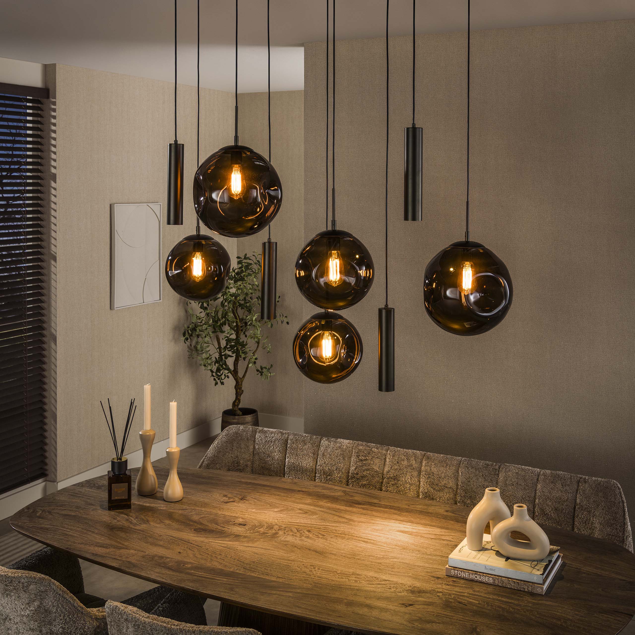 Hanglamp Stellar pendel 5+4-lichts / Sienna bruin - Zijlstra