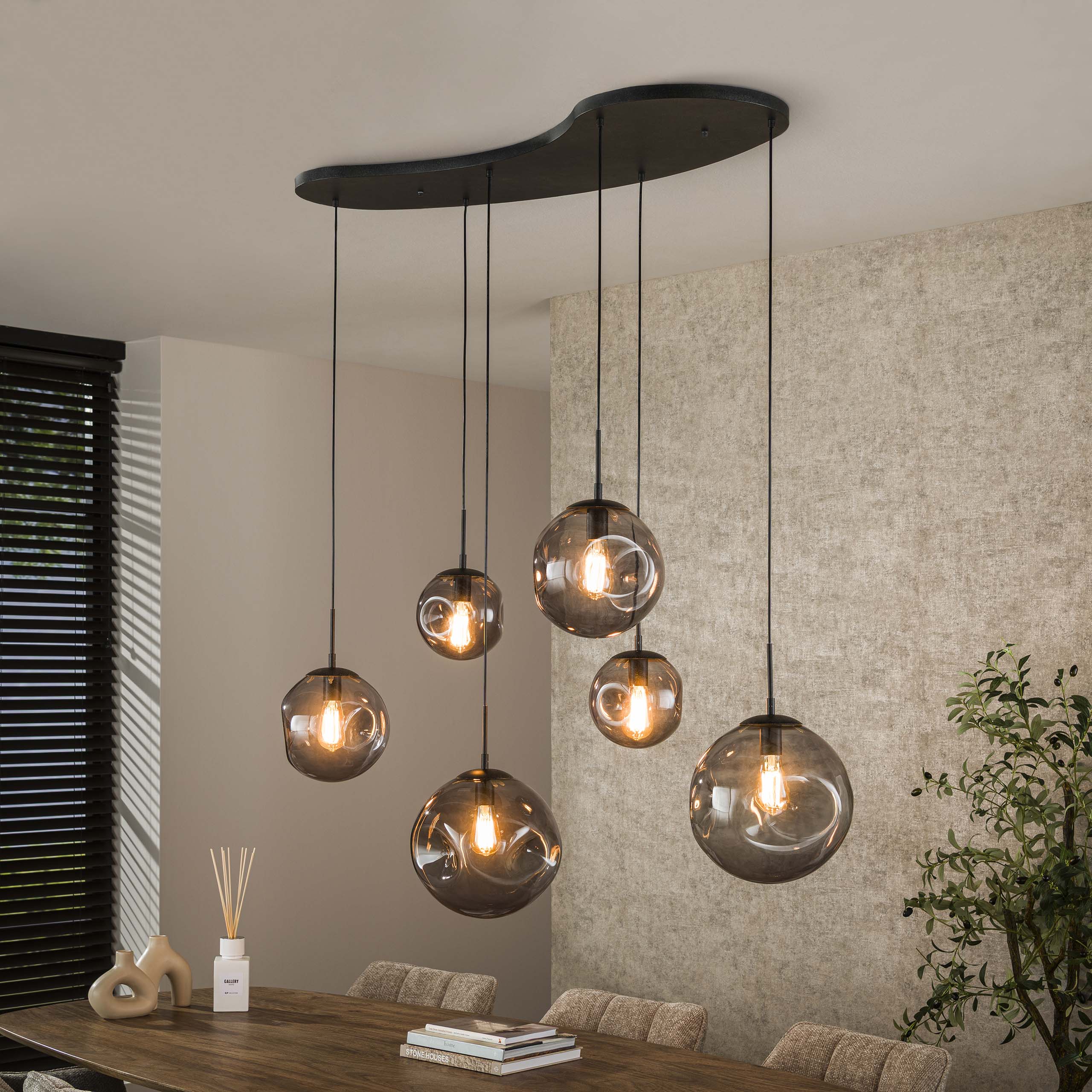 Hanglamp Stellar Black 6-lichts / Artic zwart - Zijlstra