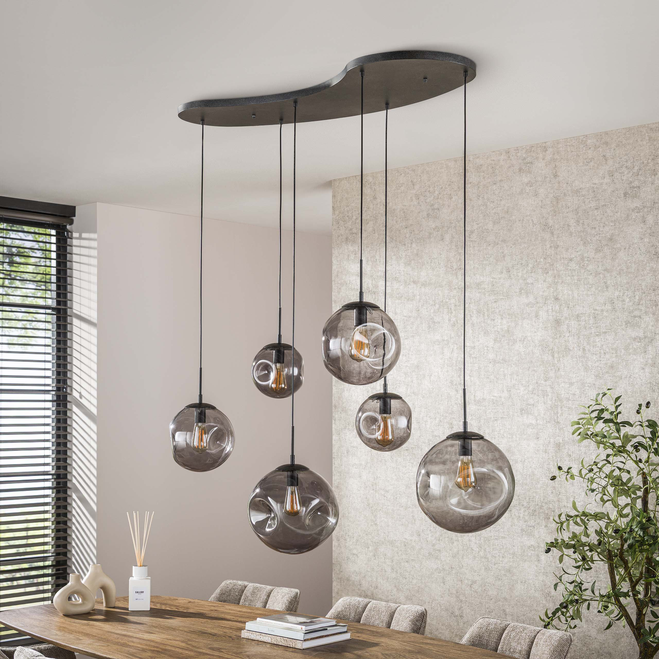 Hanglamp Stellar Black 6-lichts / Artic zwart - Zijlstra