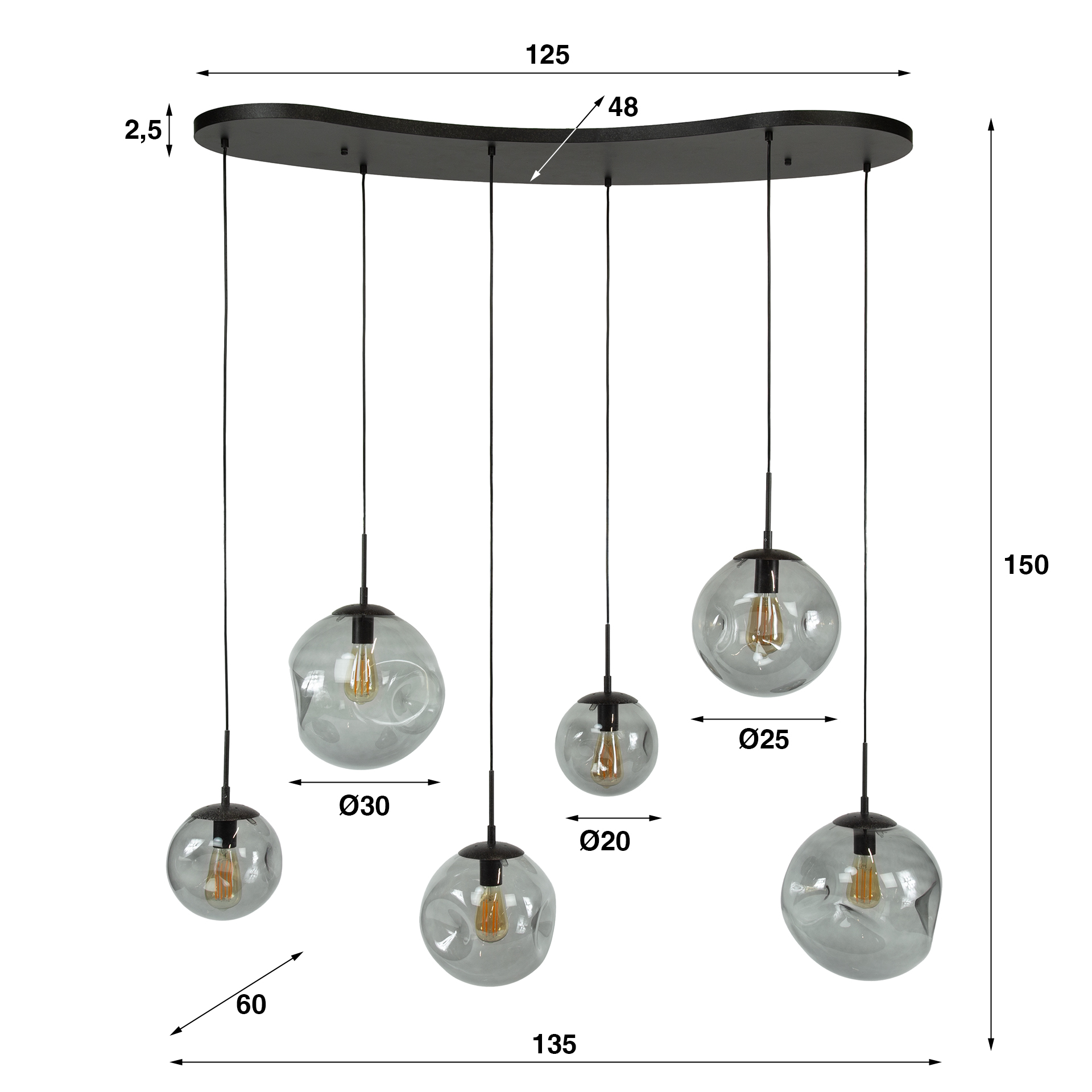 Pendelleuchte Stellar Black 6-flammig in Artic Schwarz - Emmo Design