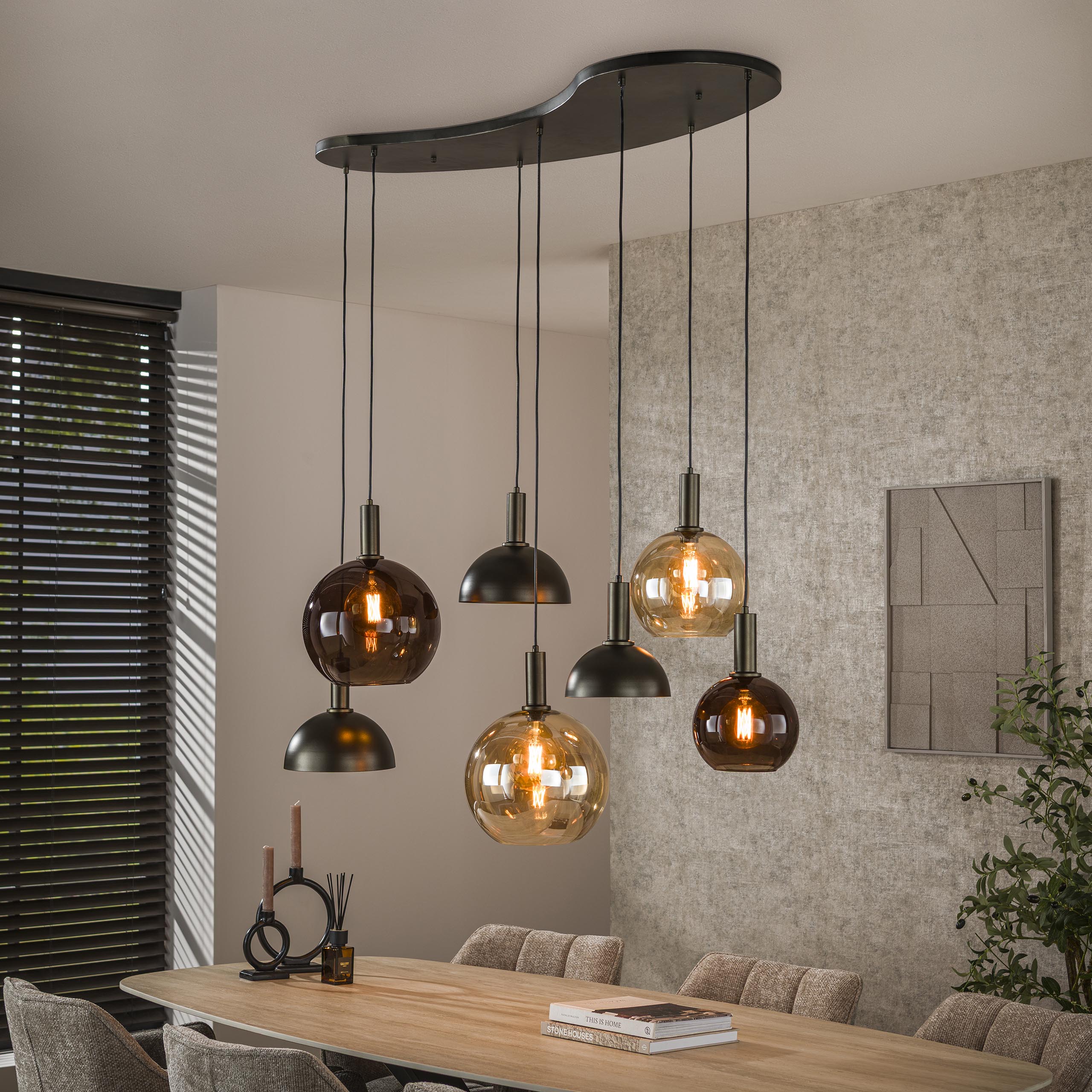 Hanglamp Cluster 4+3-lichts / Sienna bruin - Zijlstra