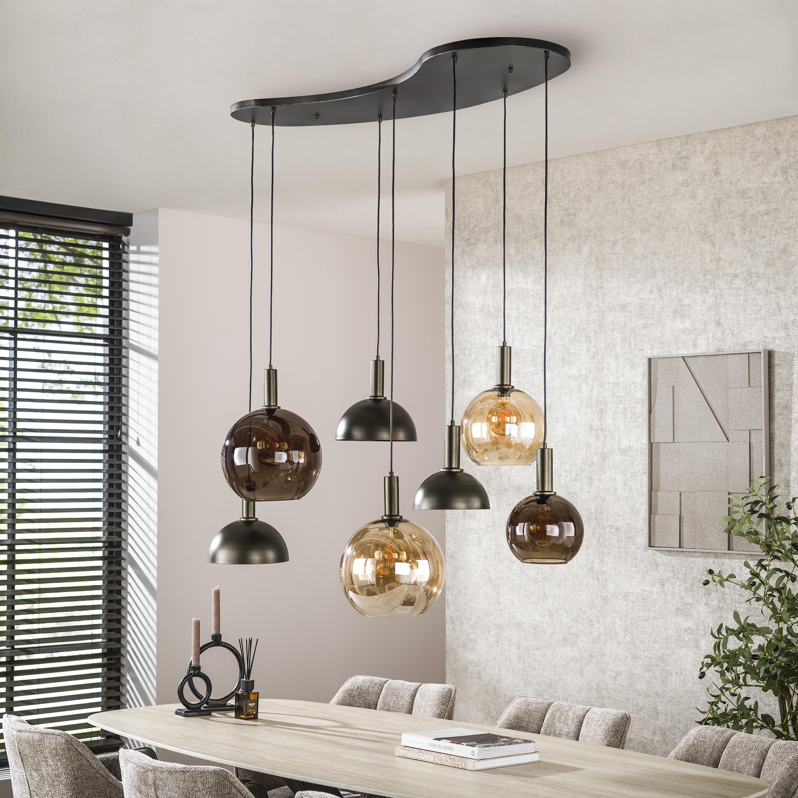 Pendelleuchte Cluster 4+3-flammig in Sienna Braun - Emmo Design
