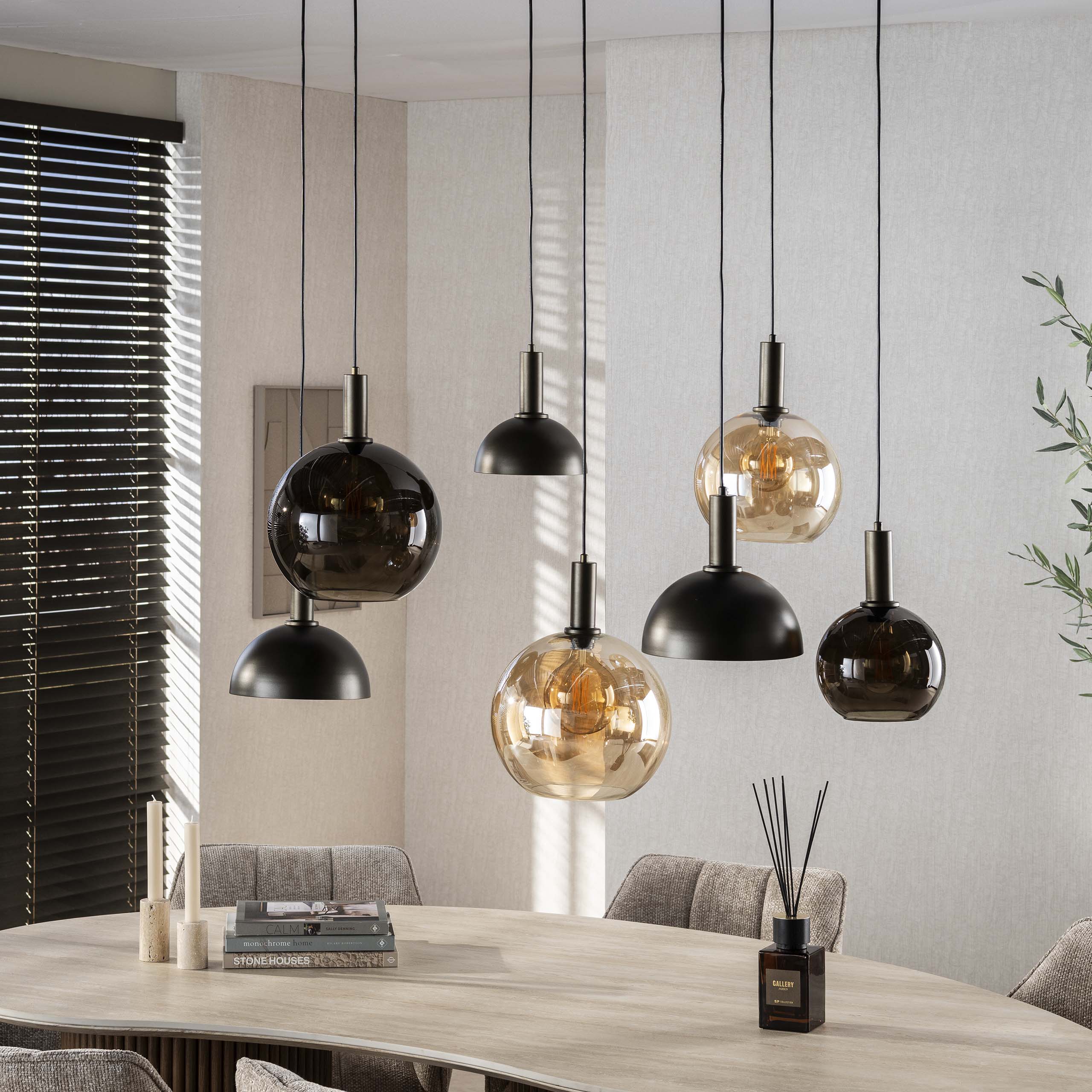 Pendelleuchte Cluster 4+3-flammig in Sienna Braun - Emmo Design