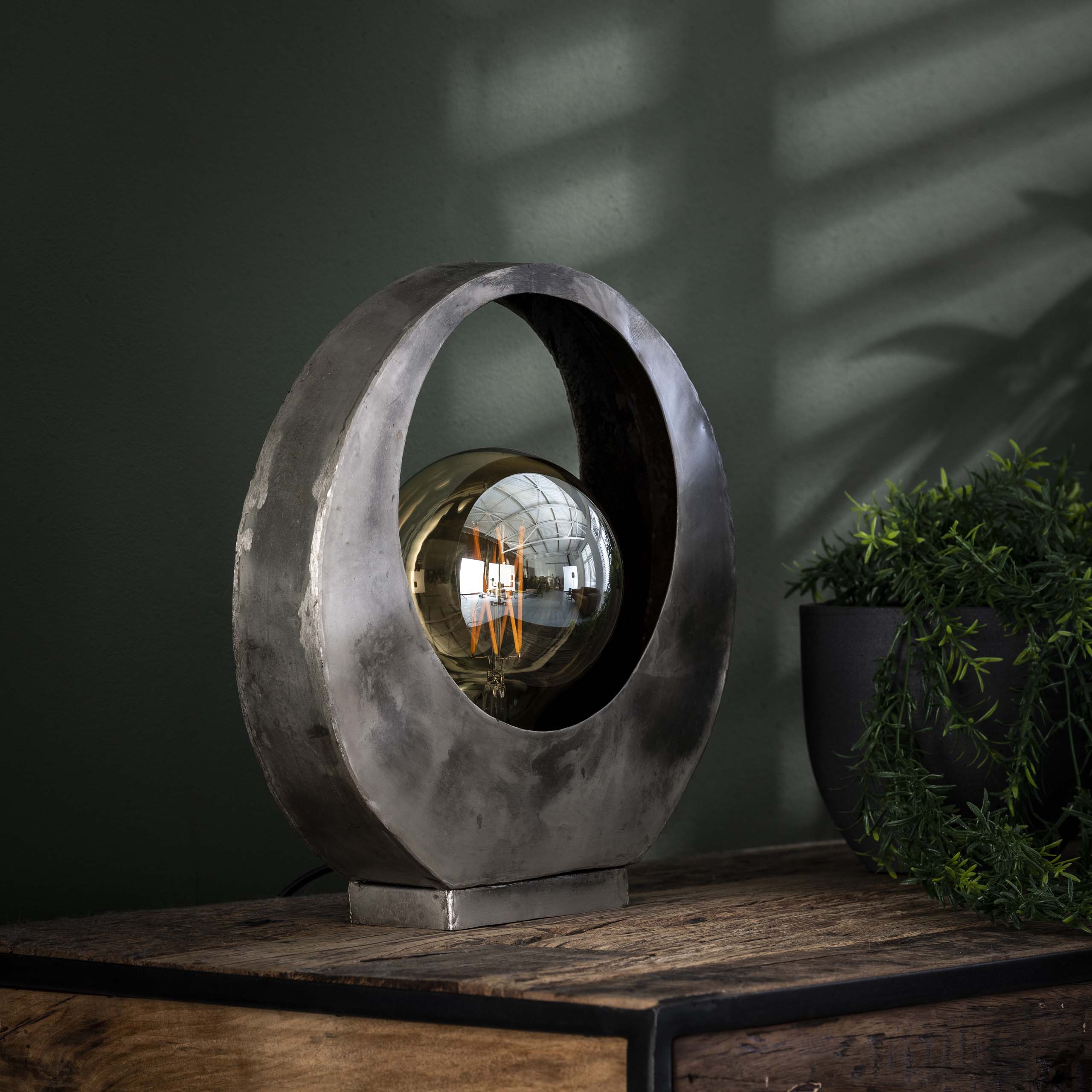 Tafellamp Full Moon 1-lichts / Oud zilver - Zijlstra