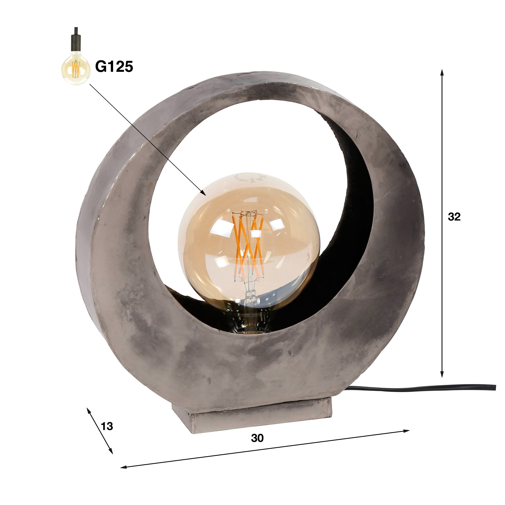 Tischleuchte Full Moon 1-flammig in Altsilber (Oud Silber) - Emmo Design