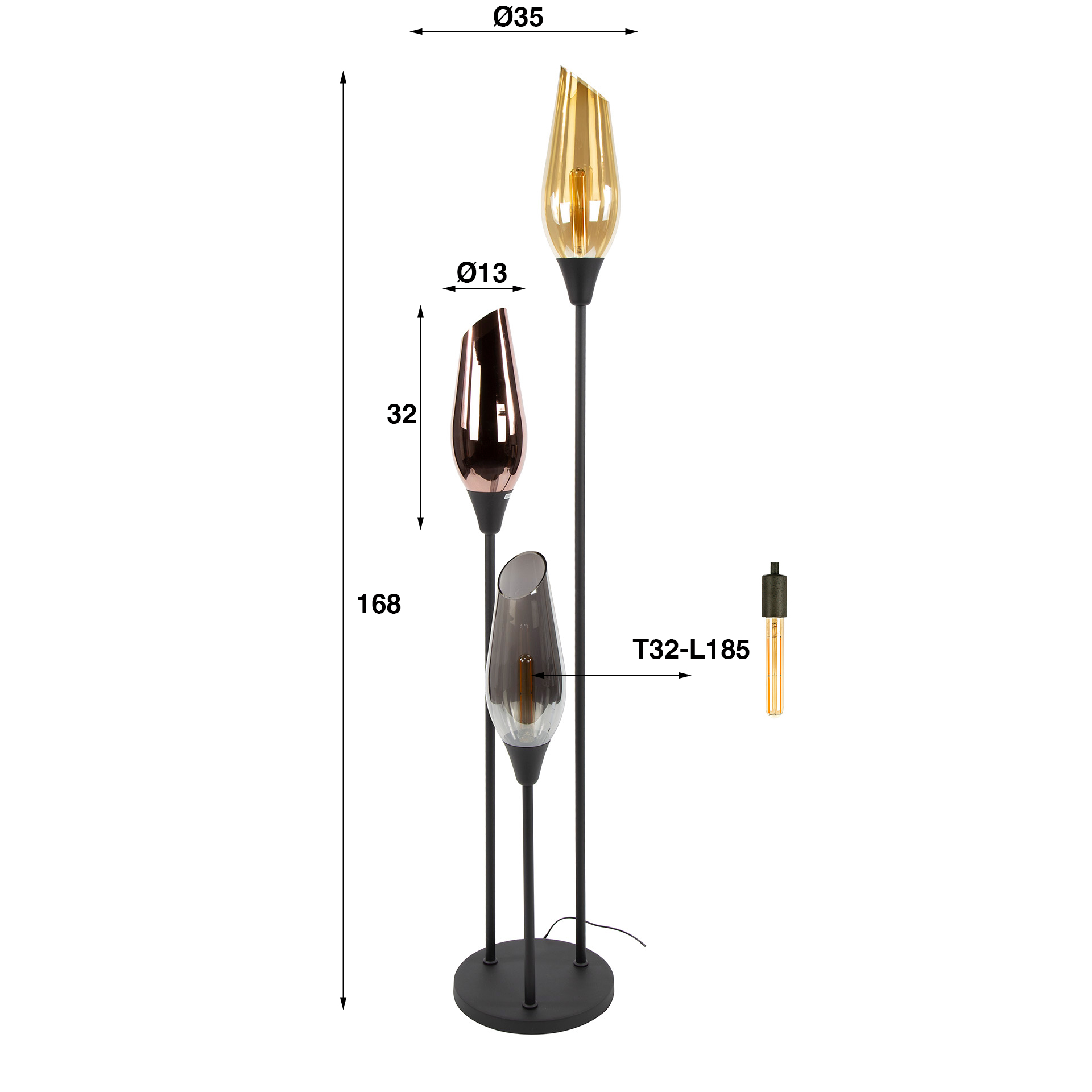 Stehleuchte Cocoon 3-flammig in Schwarz - Emmo Design