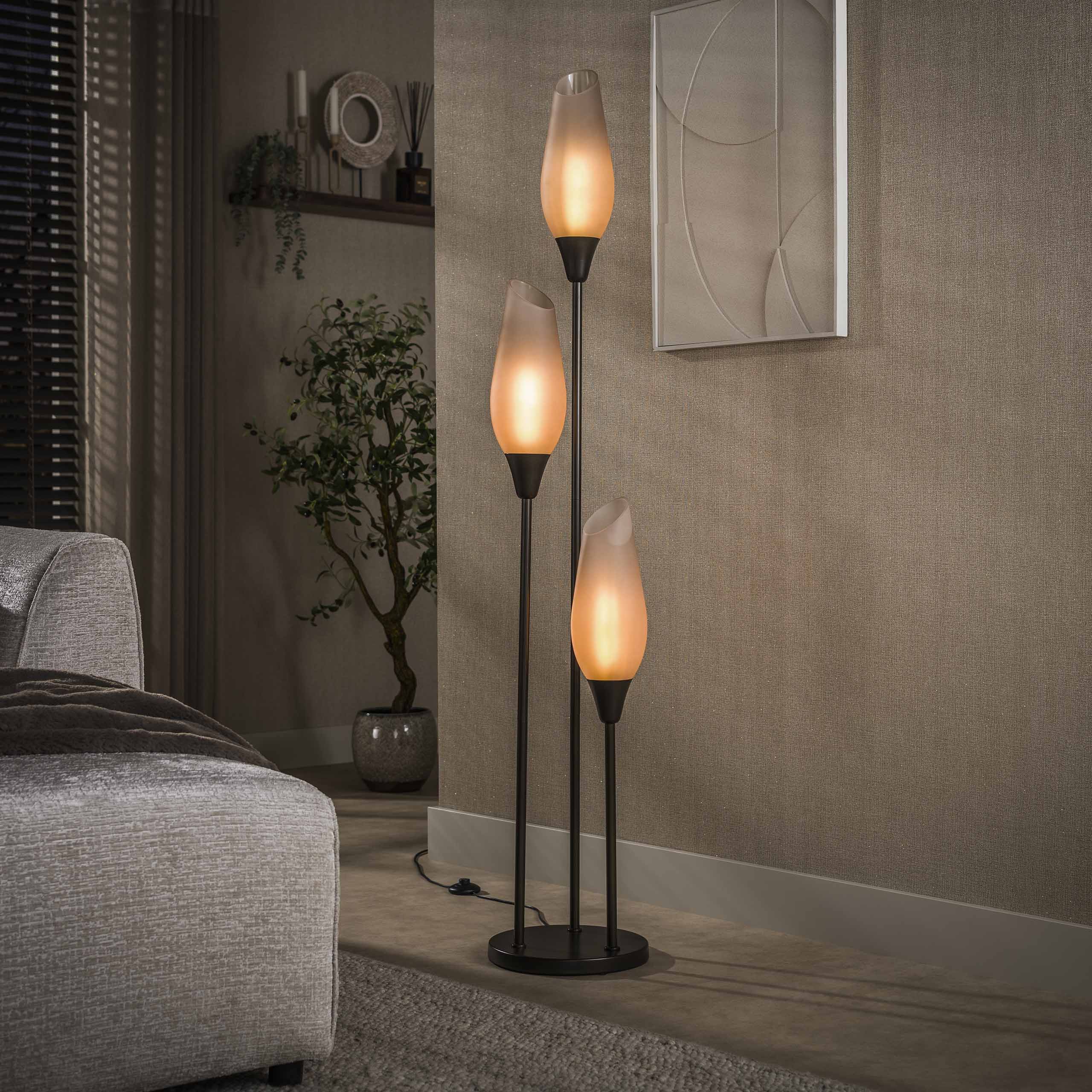 Stehleuchte Cocoon 3-flammig / Sienna braun-frosted - Zijlstra