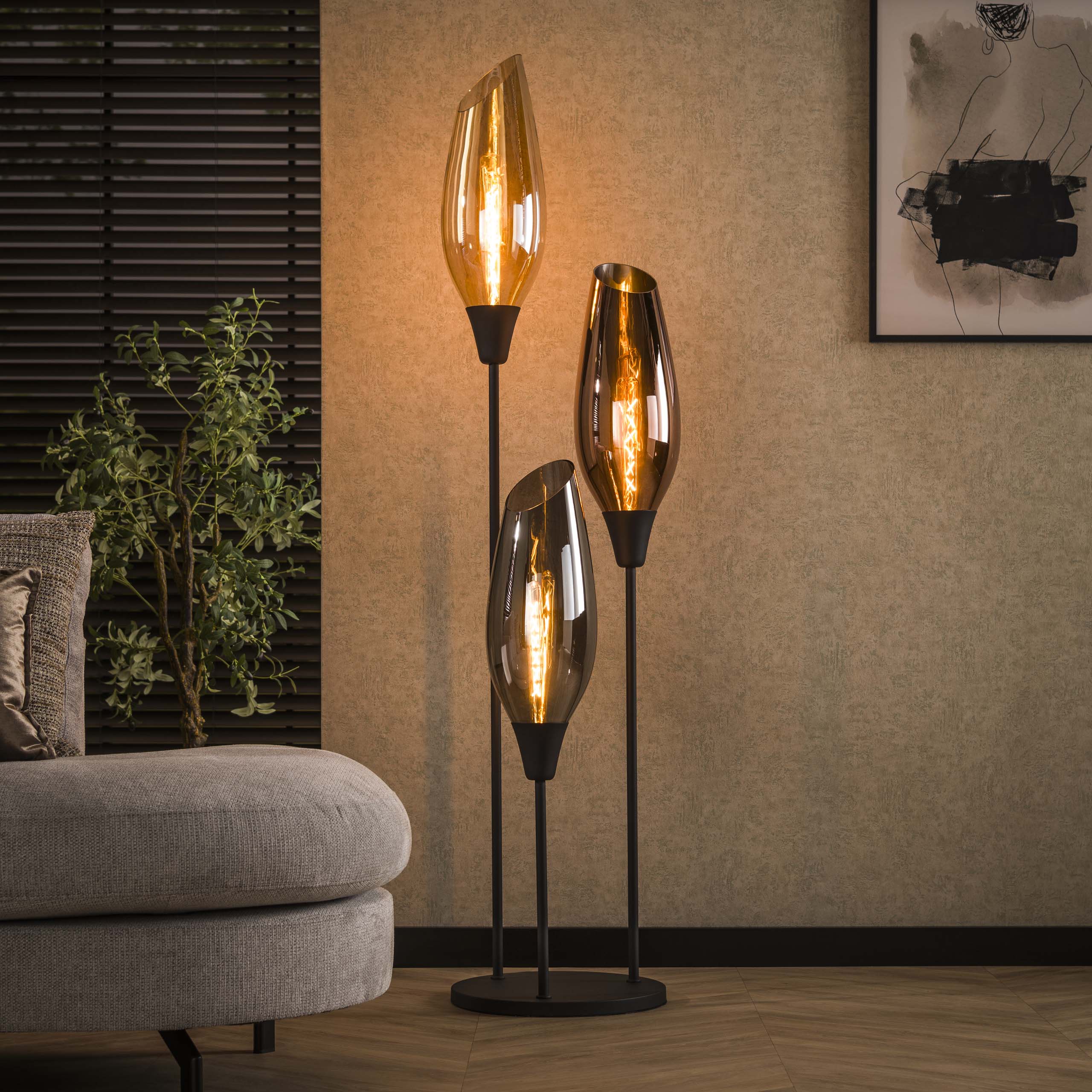 Stehleuchte Cocoon XL 3-flammig / Schwarz - Zijlstra