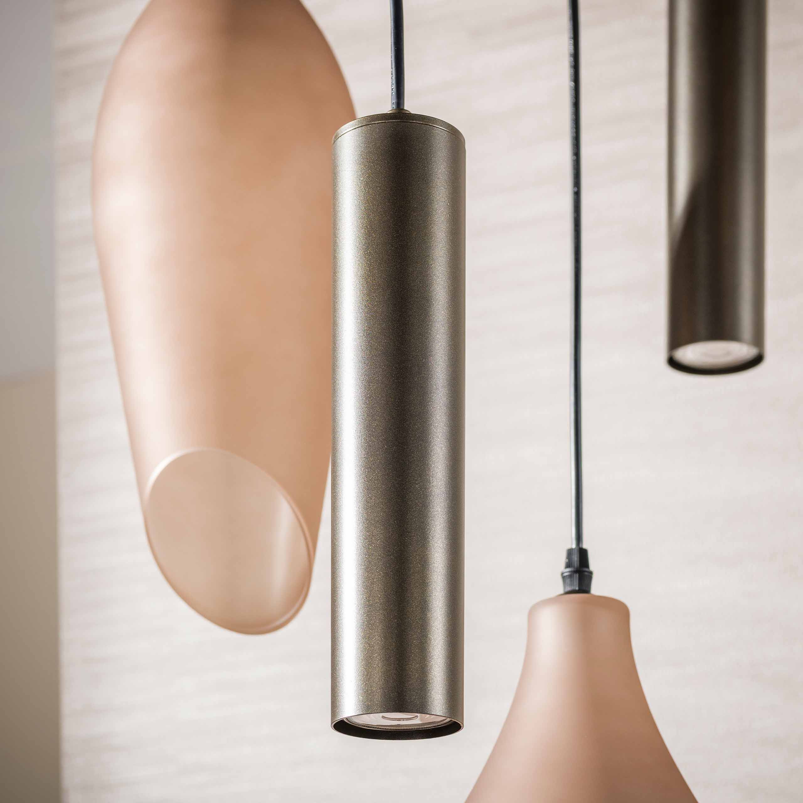 Hanglamp Cocoon pendel getrapt 5-lichts / Sienna bruin-frosted - Zijlstra