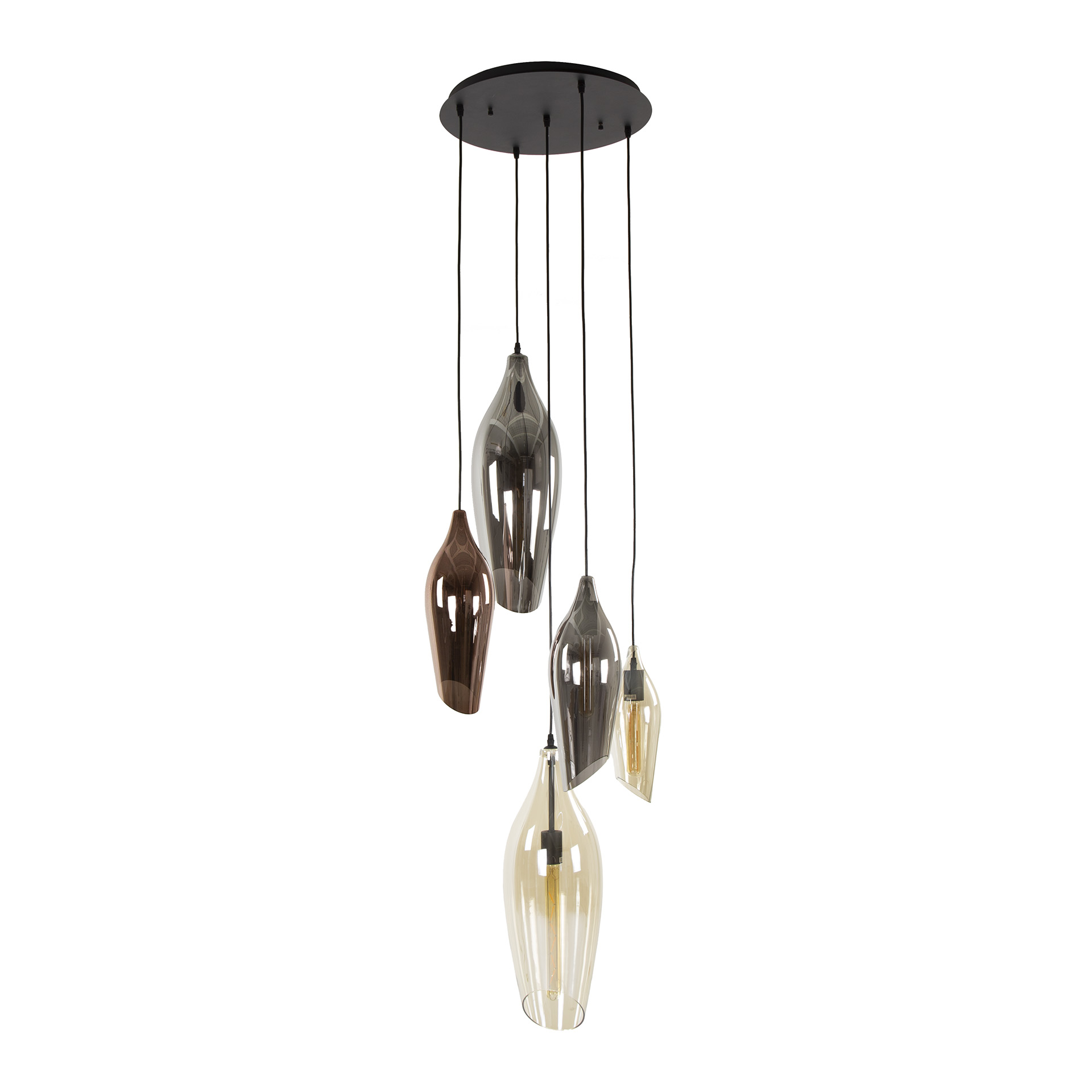 Hanglamp Cocoon getrapt 5-lichts / Zwart - Zijlstra