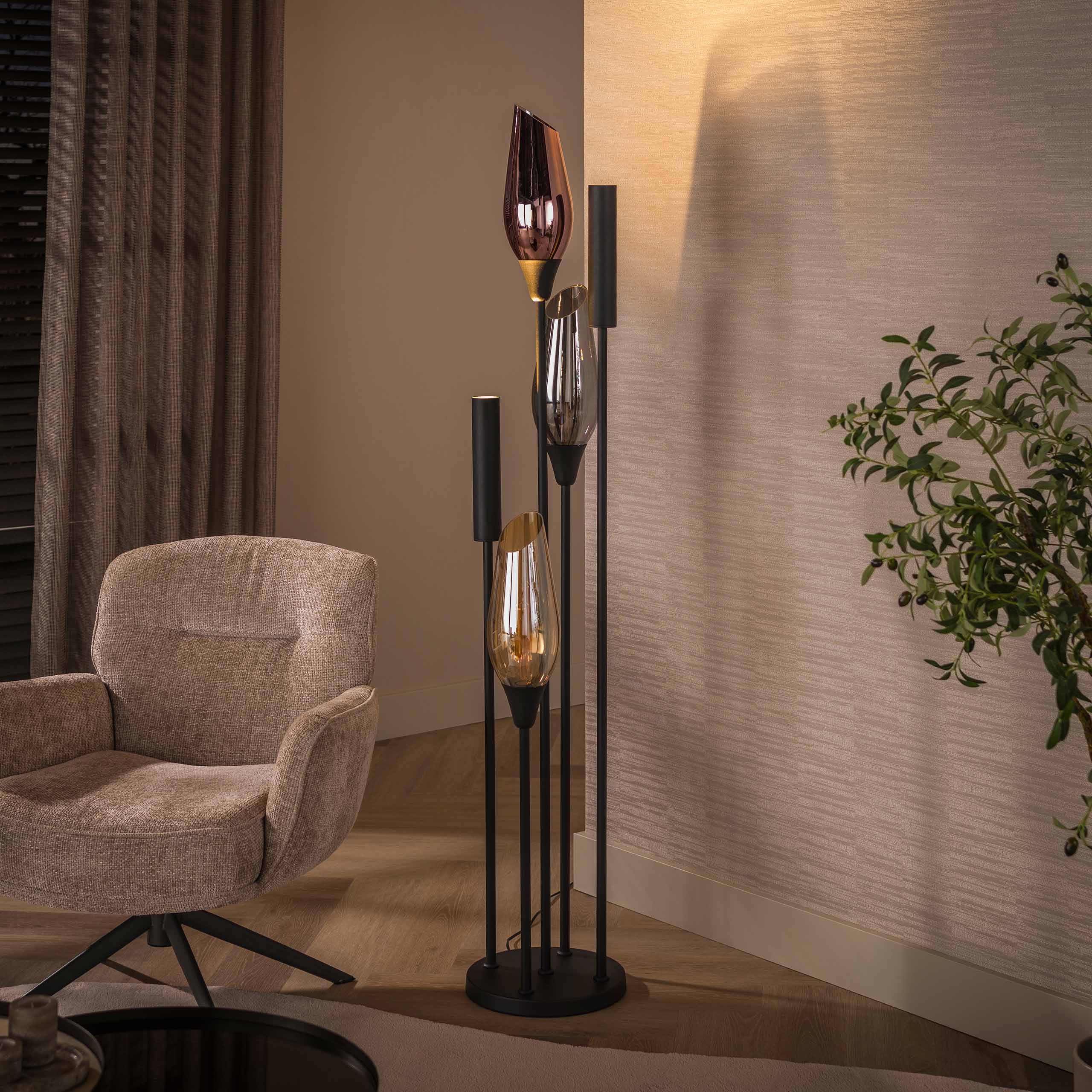 Vloerlamp Cocoon 5-lichts / Zwart - Zijlstra