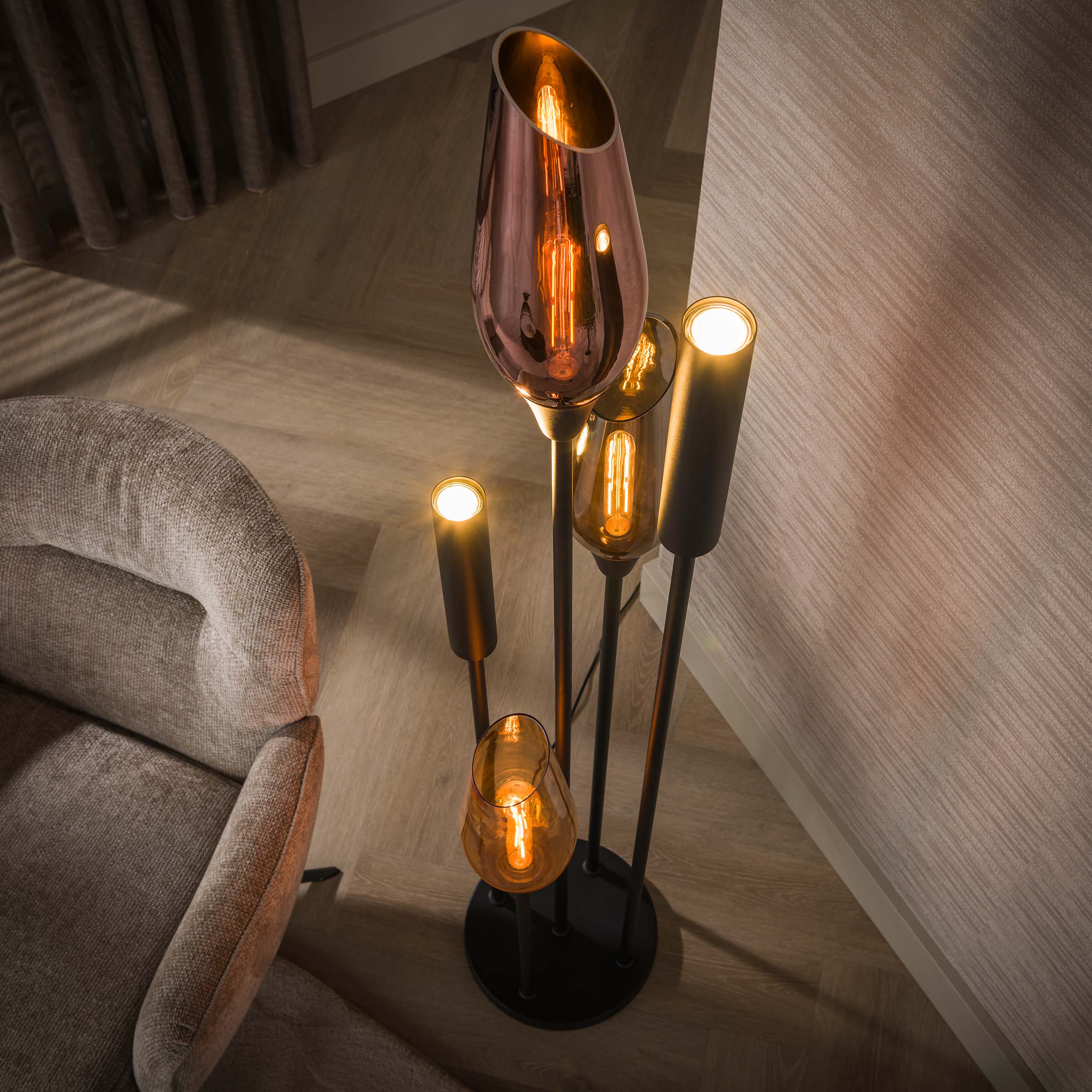 Vloerlamp Cocoon 5-lichts / Zwart - Zijlstra