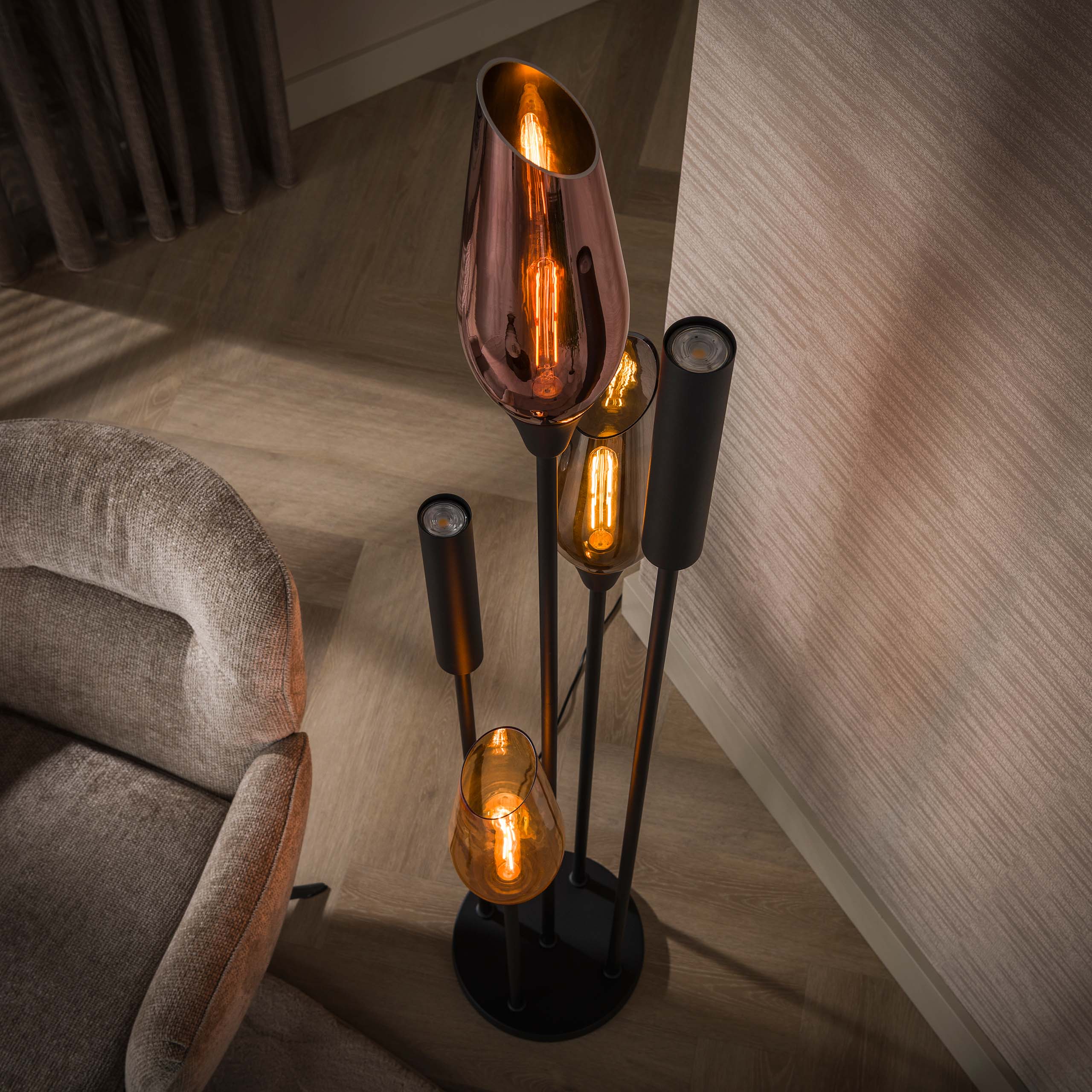Vloerlamp Cocoon 5-lichts / Zwart - Zijlstra