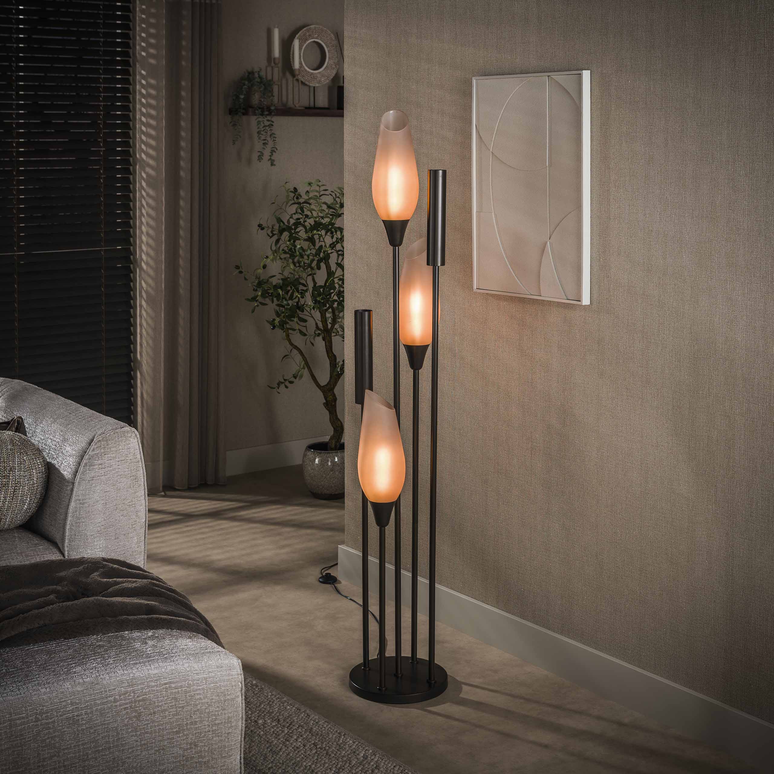Vloerlamp Cocoon 5-lichts / Sienna bruin-frosted - Zijlstra