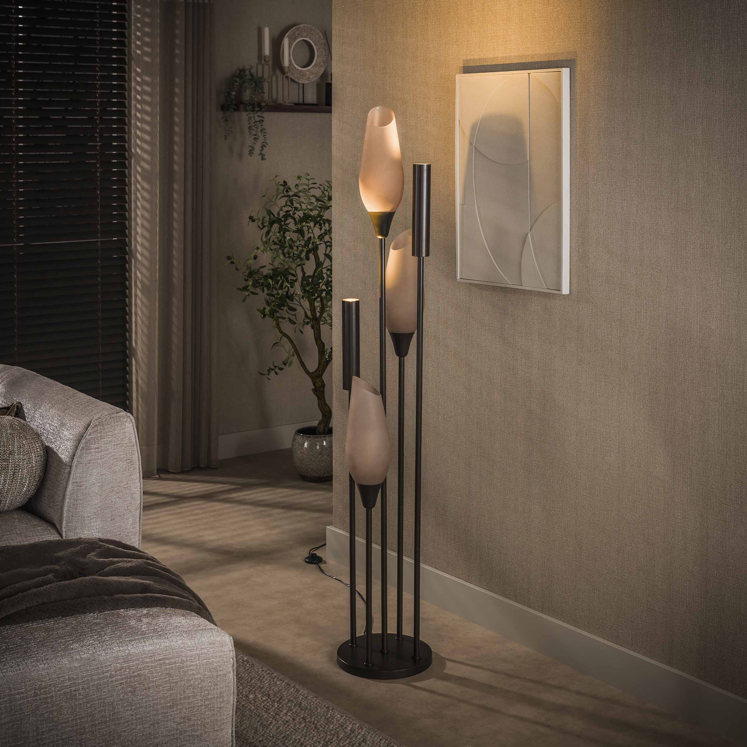 Vloerlamp Cocoon 5-lichts / Sienna bruin-frosted - Zijlstra