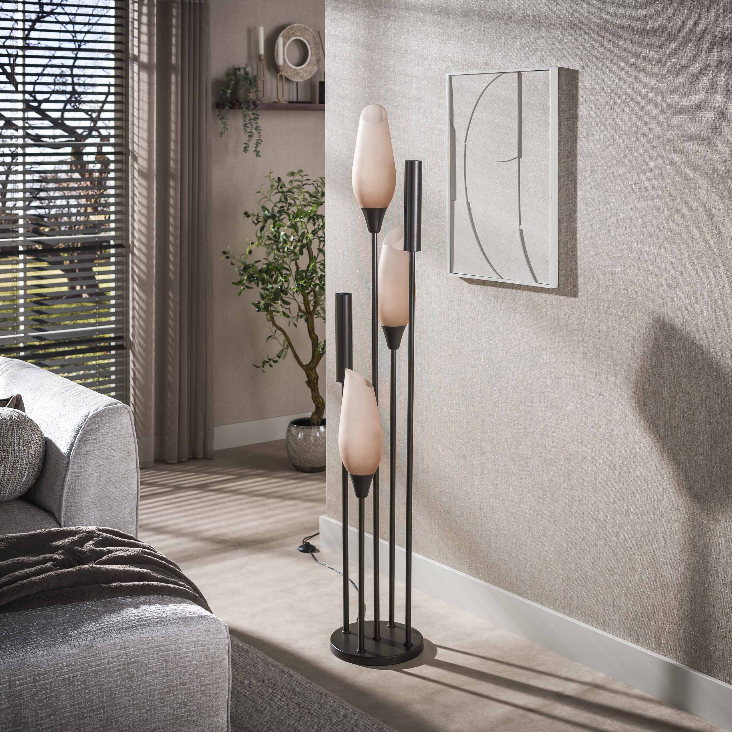 Vloerlamp Cocoon 5-lichts / Sienna bruin-frosted - Zijlstra