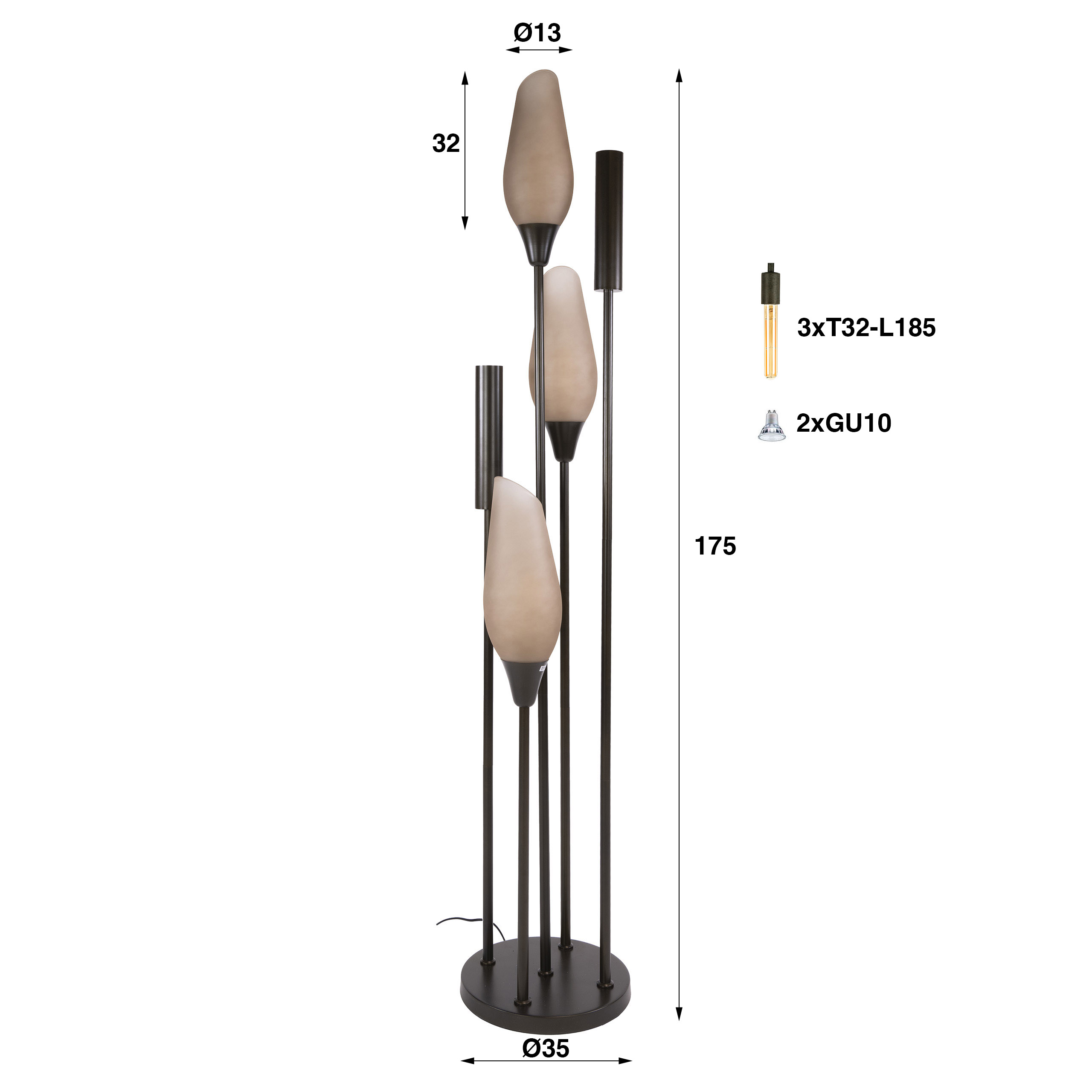Cocoon Floor Lamp 5-light / Sienna brown-frosted - Zijlstra