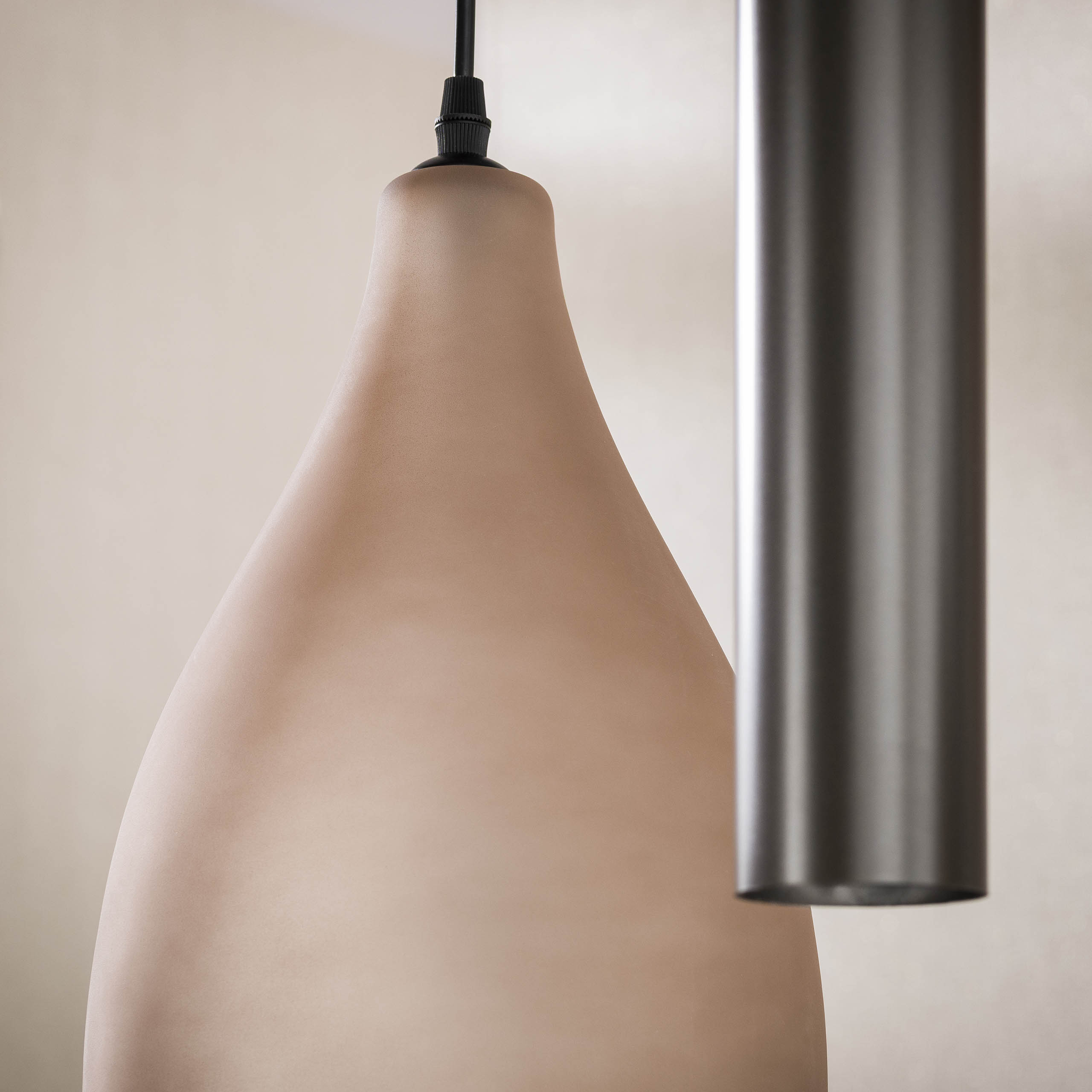 Hanglamp Cocoon pendel 4+3-lichts / Sienna bruin-frosted - Zijlstra