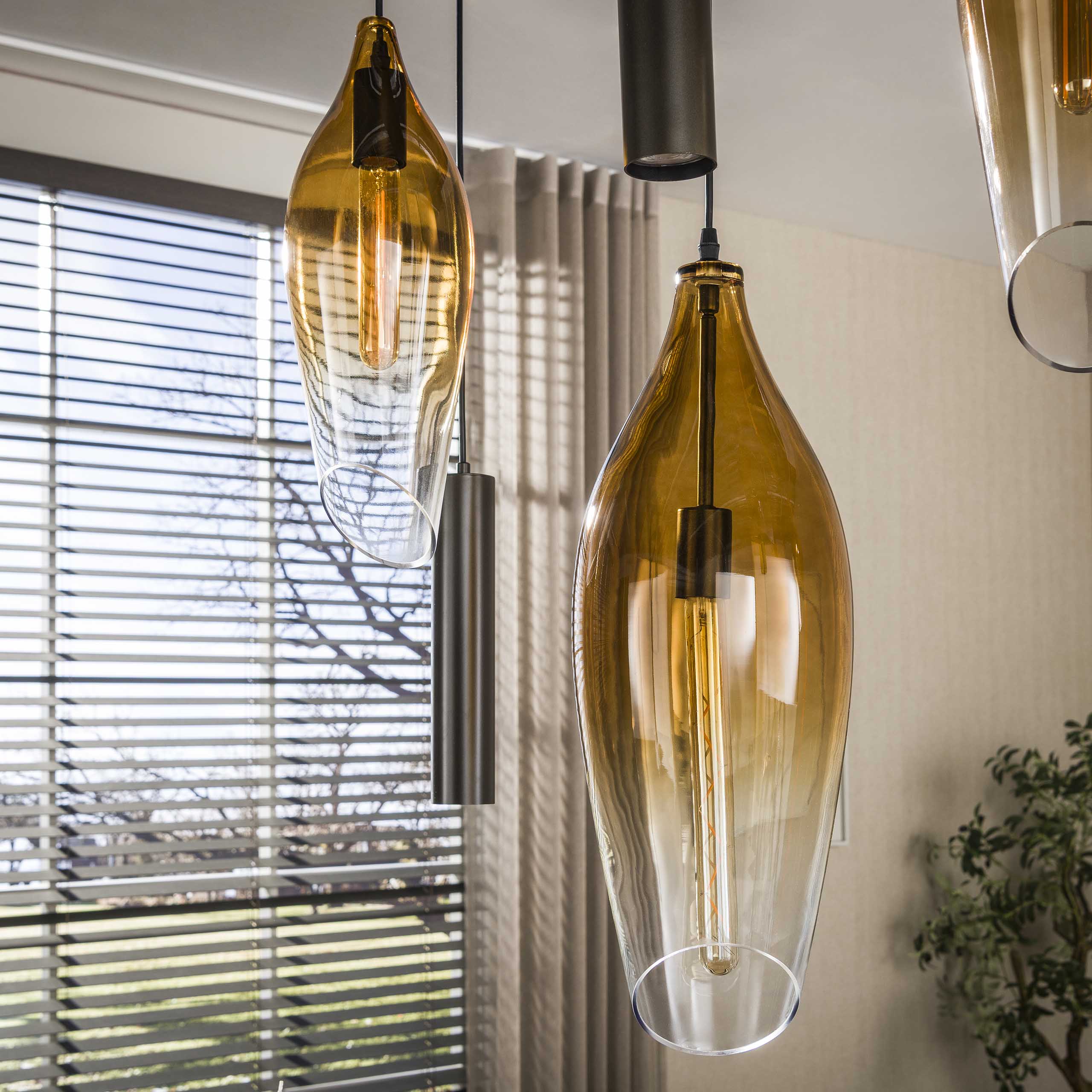 Hanglamp Cocoon pendel 4+3-lichts / Sienna bruin-shaded - Zijlstra