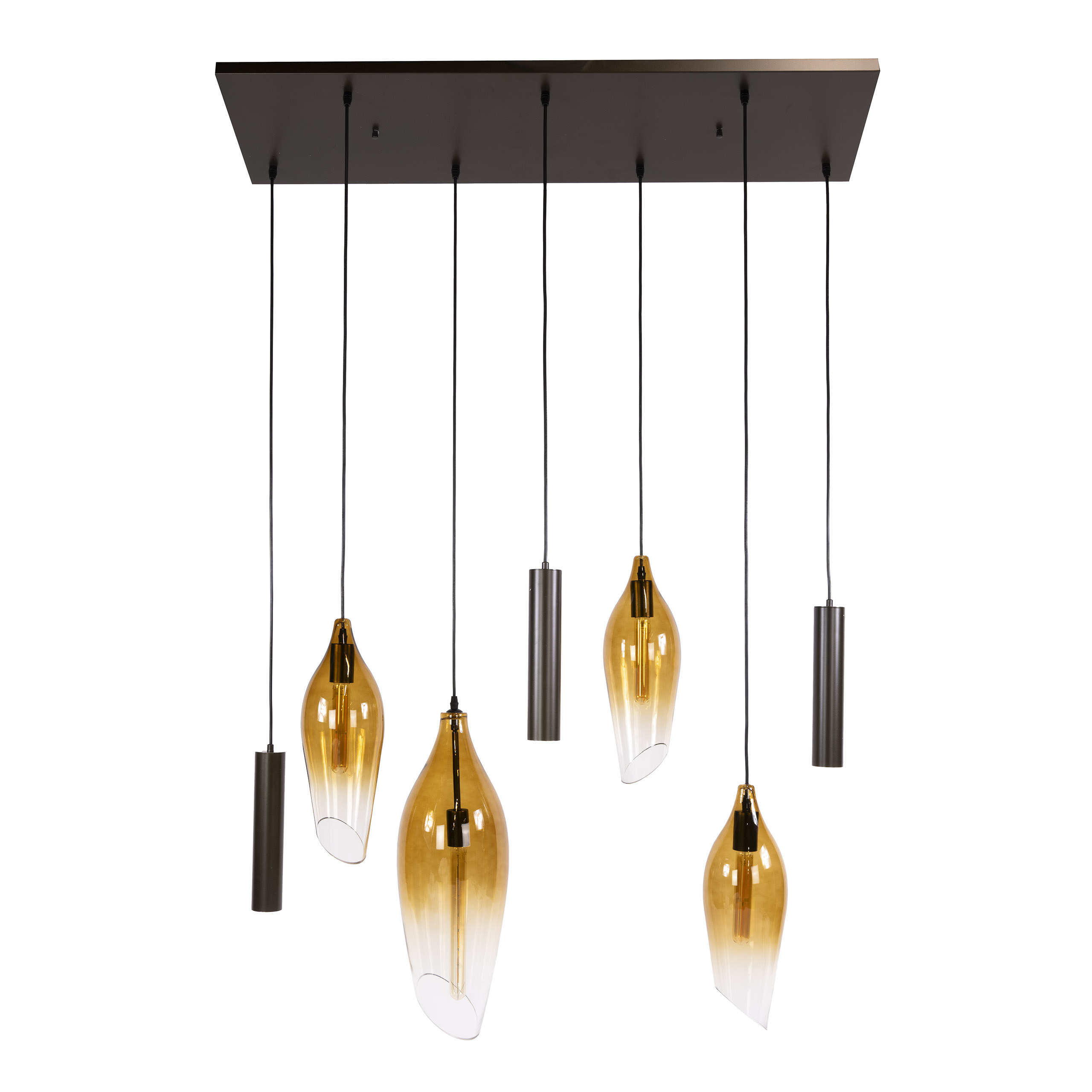 Hanglamp Cocoon pendel 4+3-lichts / Sienna bruin-shaded - Zijlstra