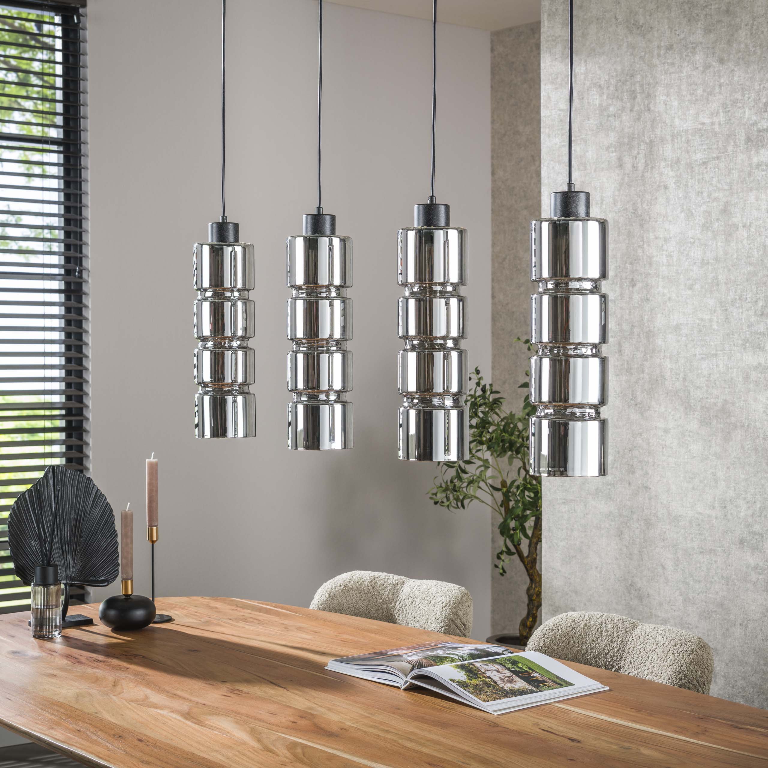 Pendelleuchte Cylinder Glass 4-flammig in Artic Schwarz - Emmo Design