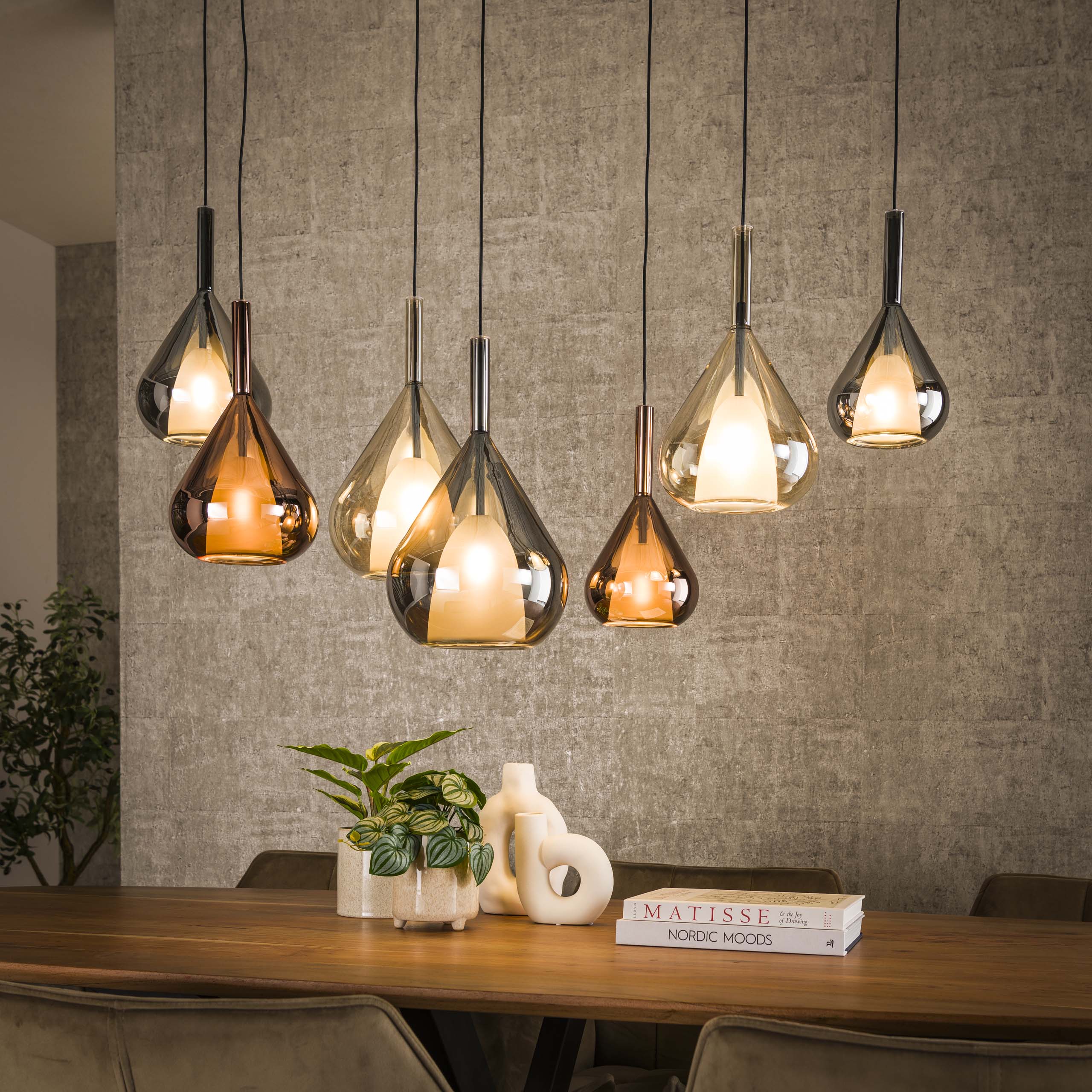 Hanglamp Wings 4+3-lichts / Zwart - Zijlstra