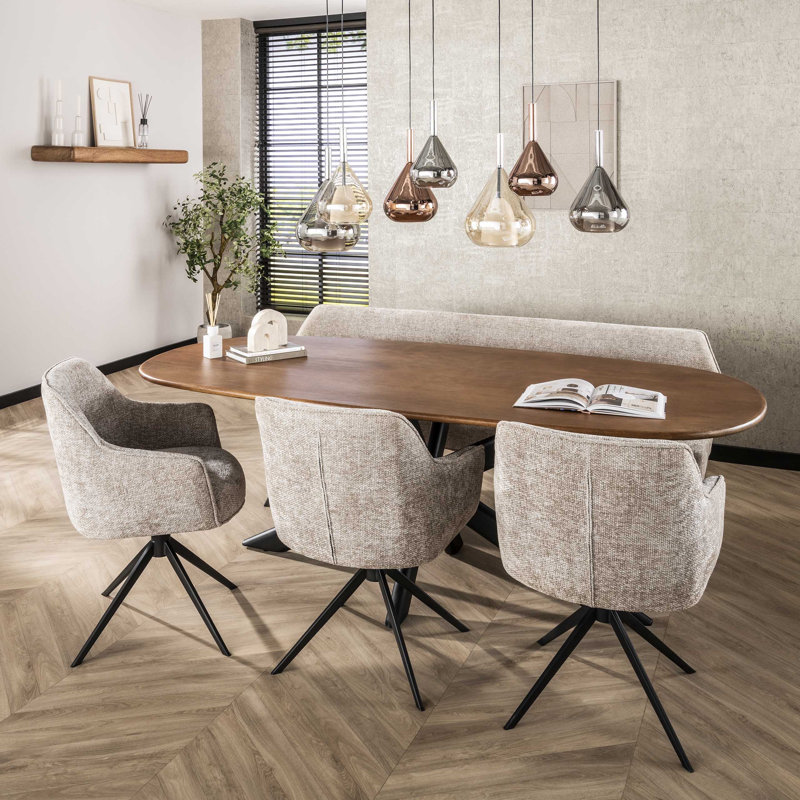 Hanglamp Wings 4+3-lichts / Zwart - Zijlstra