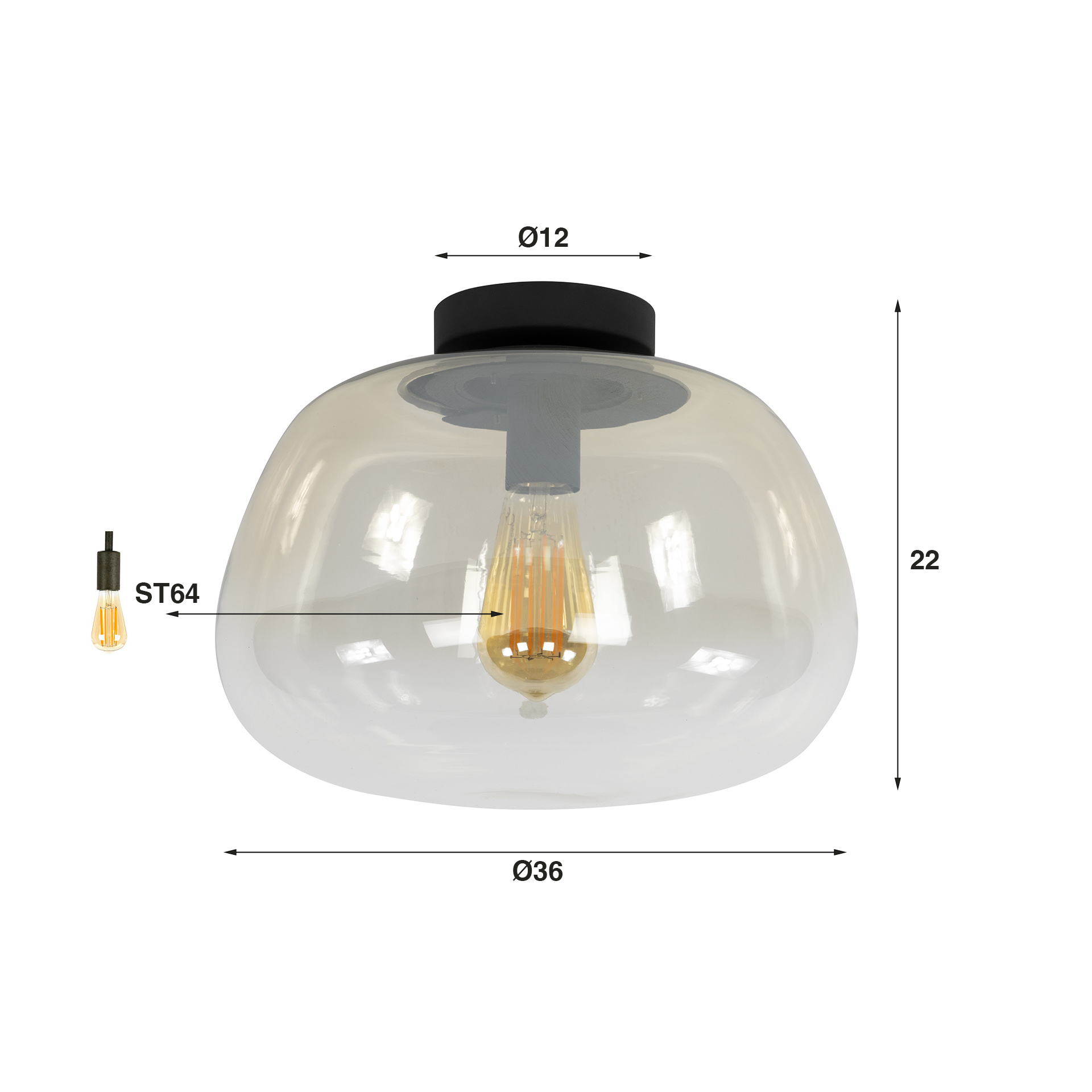 Deckenleuchte Pulse Shaded 1-flammig in Amberglas (Amber Glas) - Emmo Design
