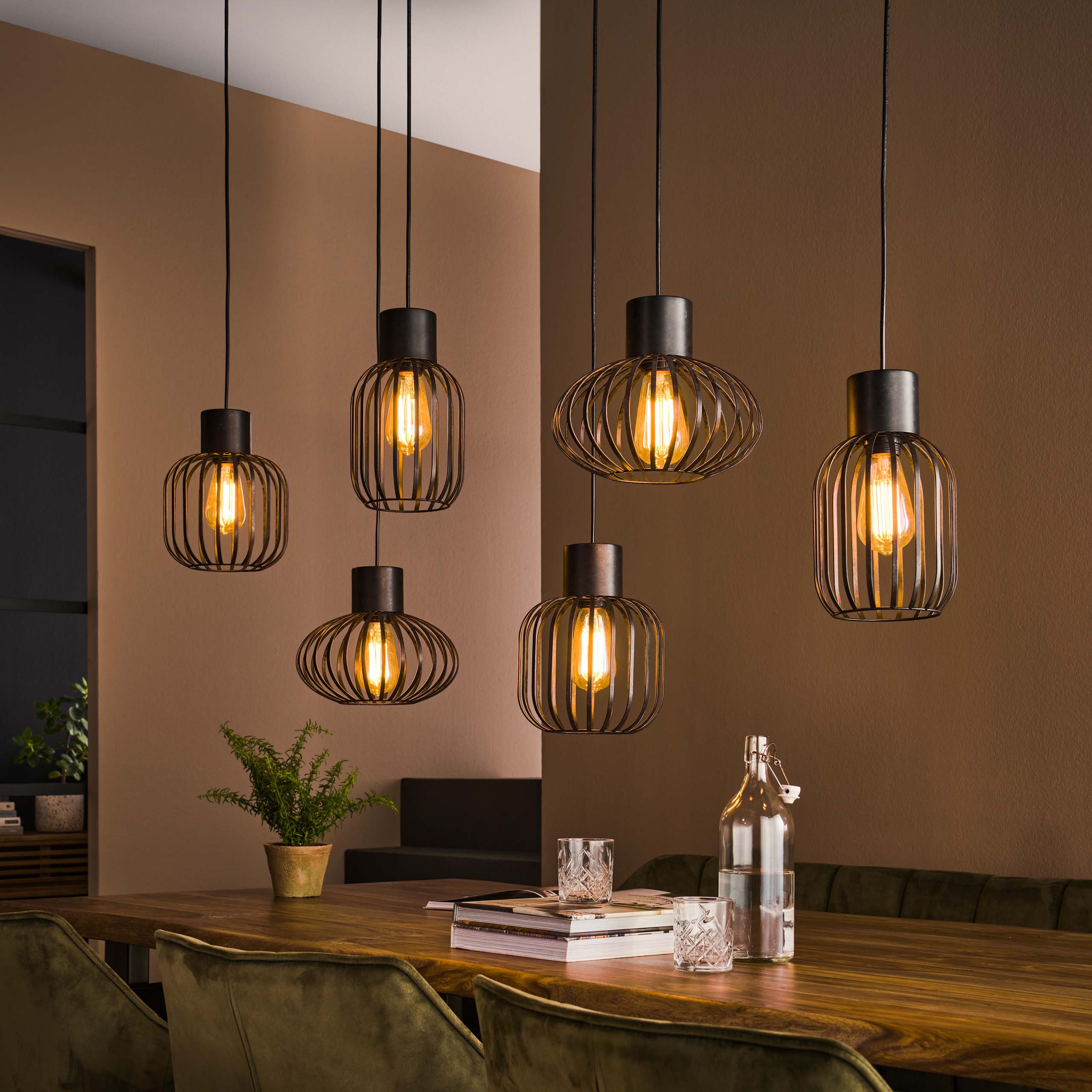 Hanglamp Mix Metal 3+3-lichts / Charcoal - Zijlstra