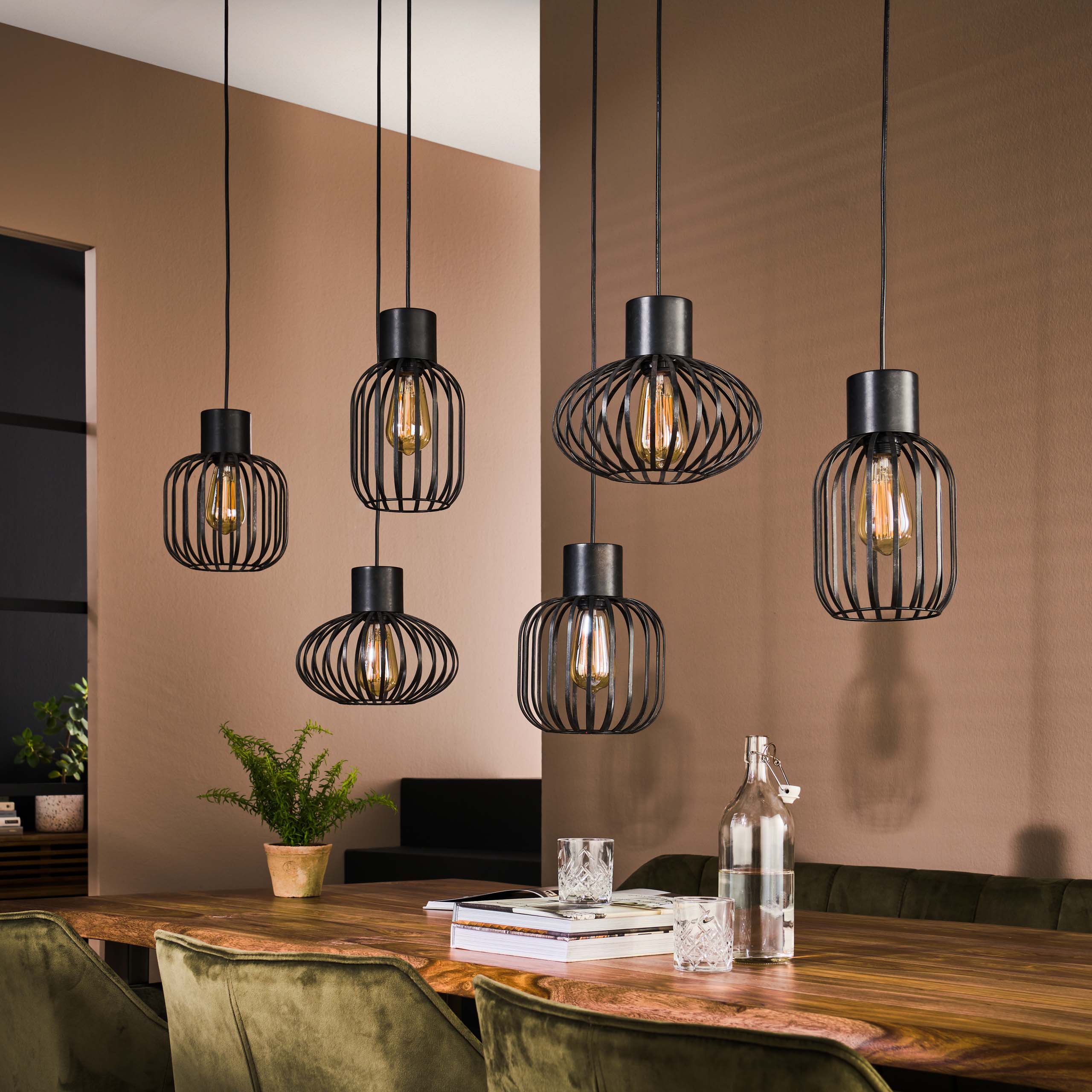 Pendelleuchte Mix Metal 3+3-flammig in Charcoal - Emmo Design