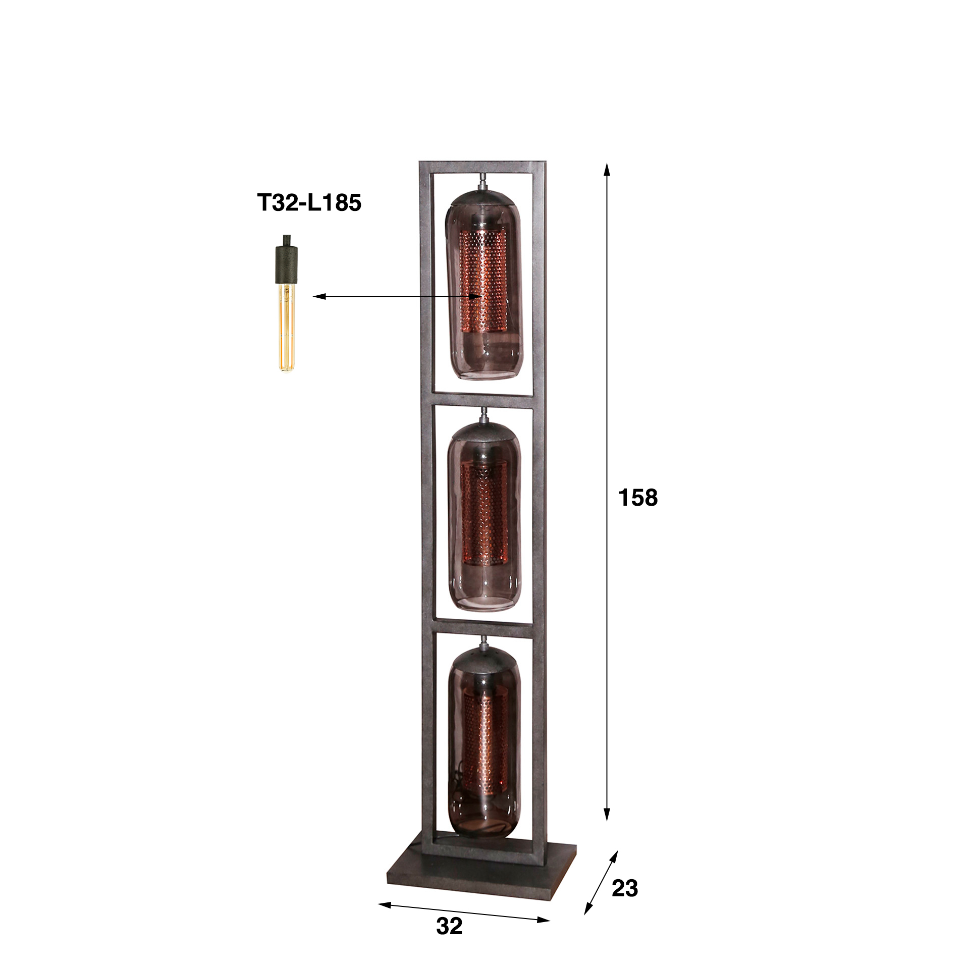 Floor Lamp Smoke Mesh 3-light / Arctic Black - Zijlstra