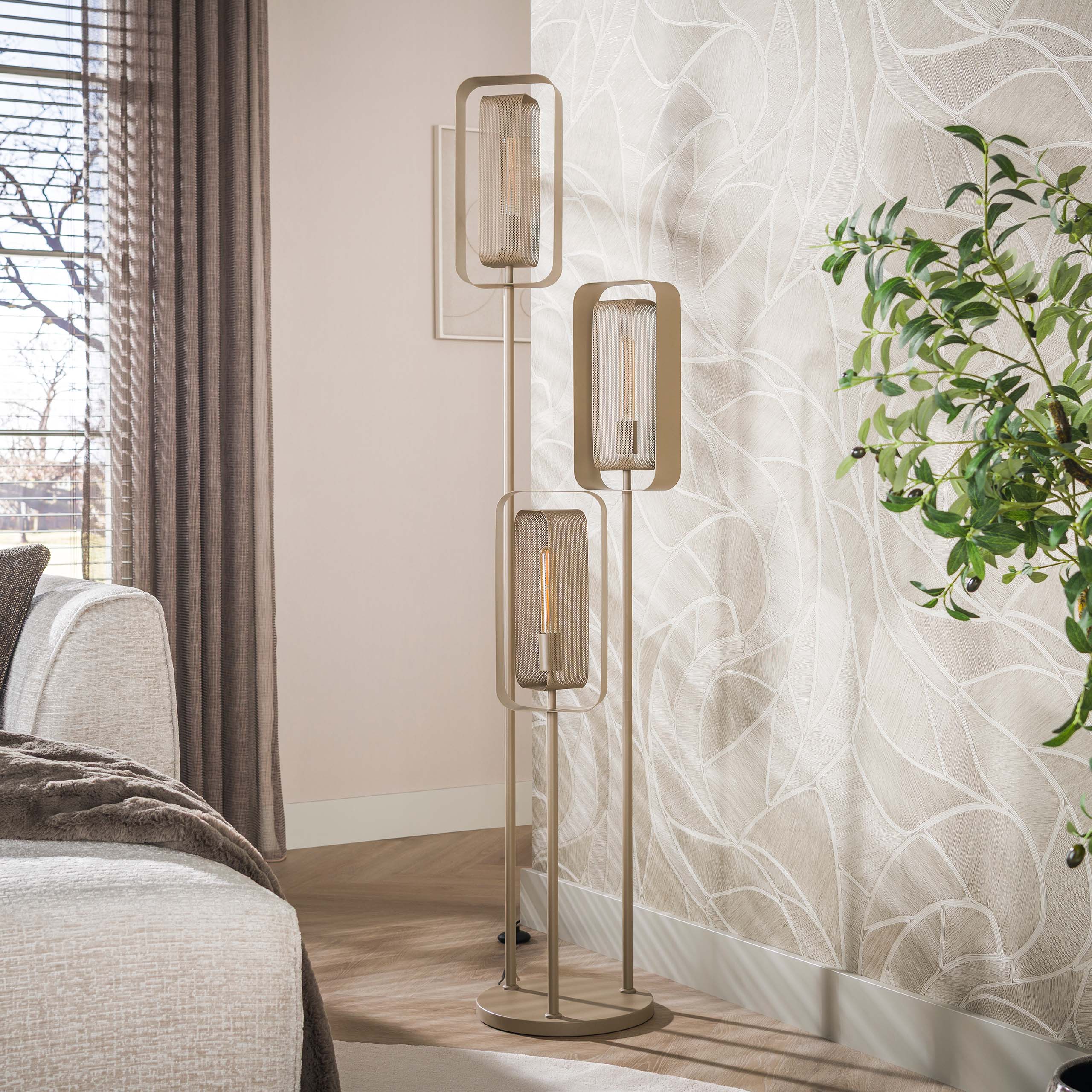 Vloerlamp Mesh Rotate getrapt 3-lichts / Beige - Zijlstra