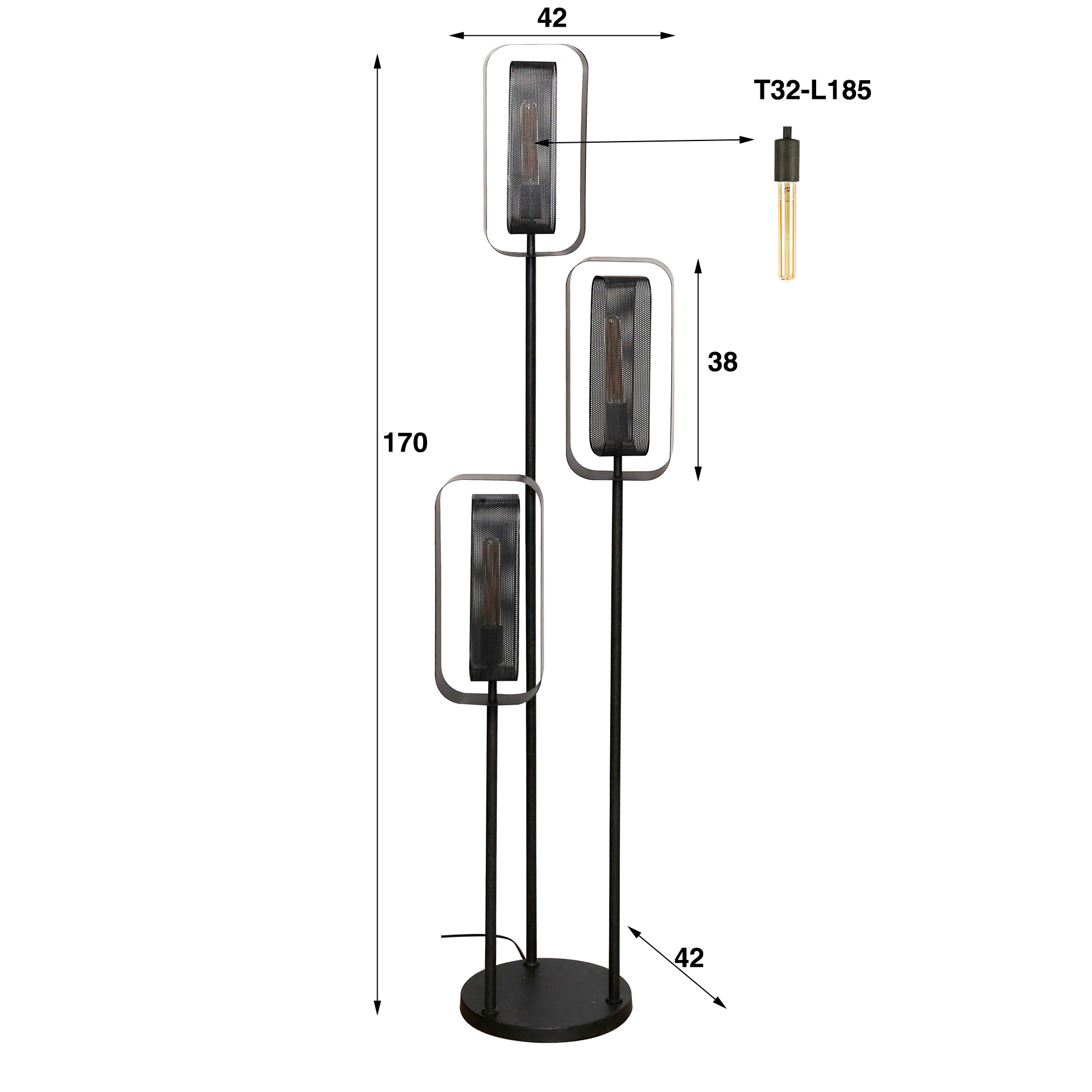 Floor Lamp Mesh Rotate tiered 3-light / Artic black - Zijlstra
