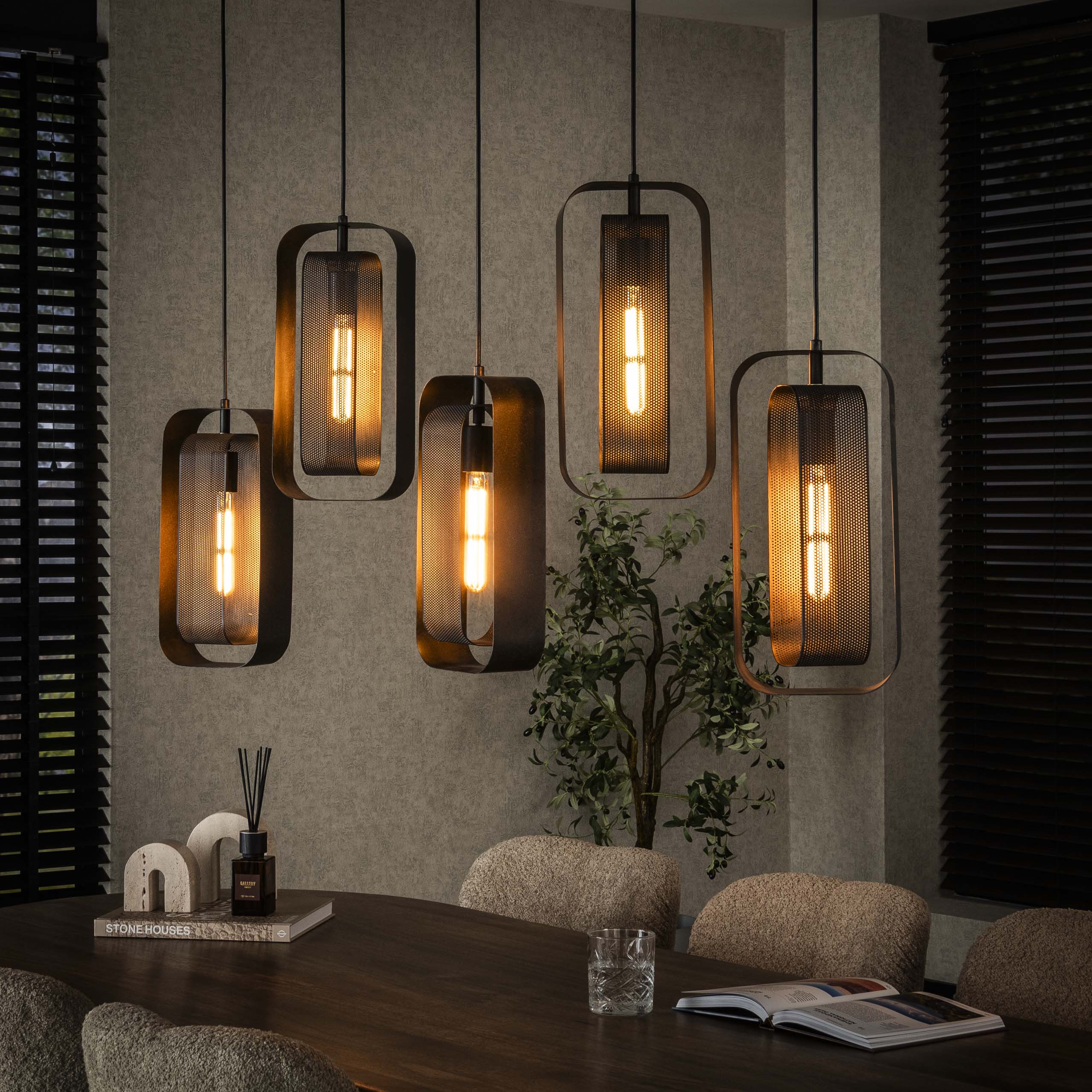Hanglamp Mesh Rotate 5-lichts / Artic zwart - Zijlstra