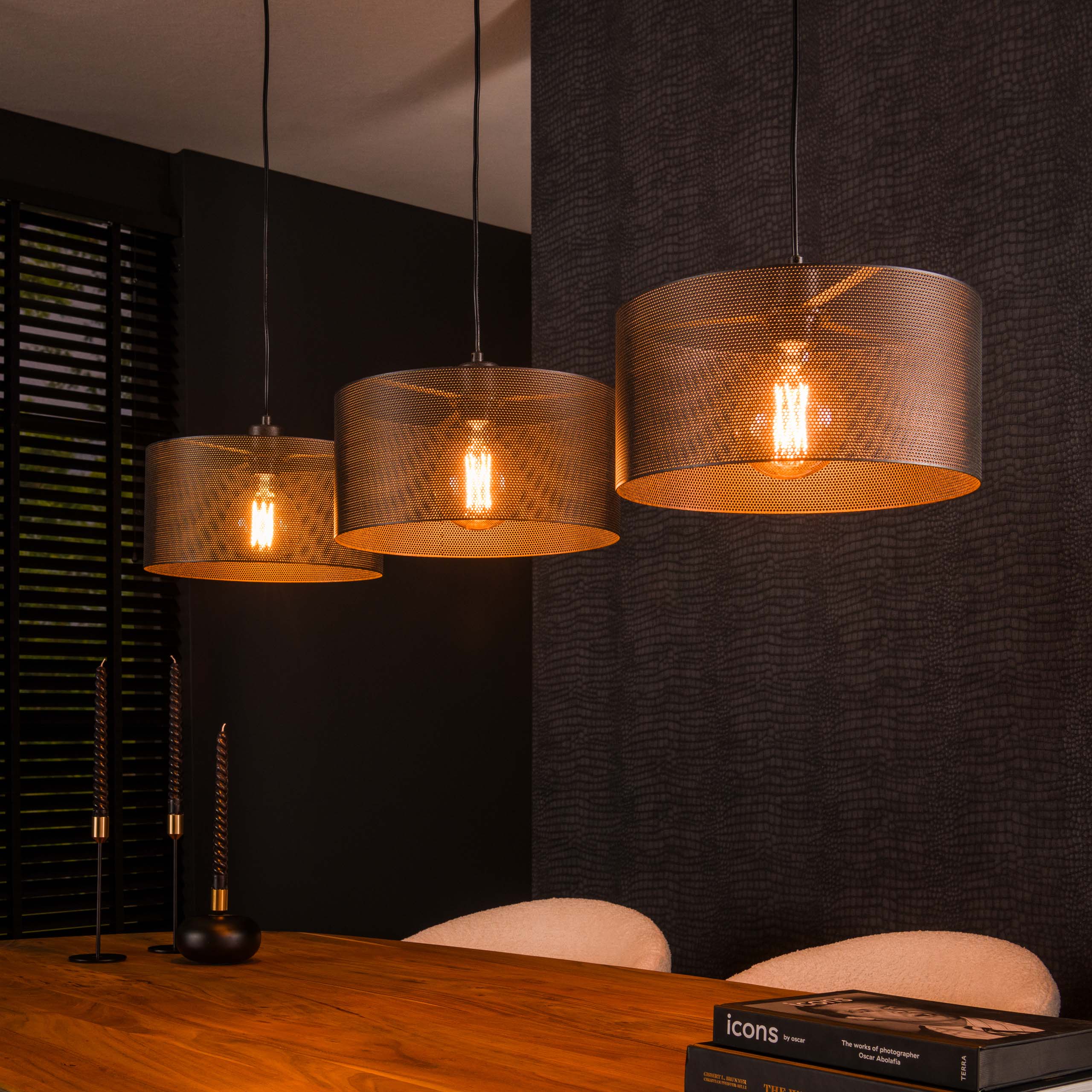 Hanglamp Mesh Round 3-lichts / Artic zwart - Zijlstra