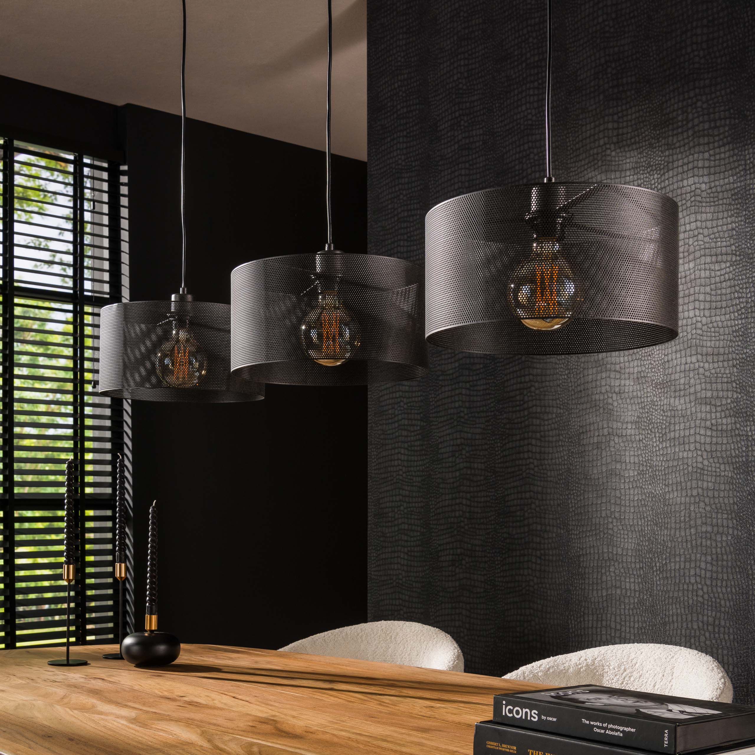 Pendelleuchte Mesh Round 3-flammig in Artic Schwarz - Emmo Design