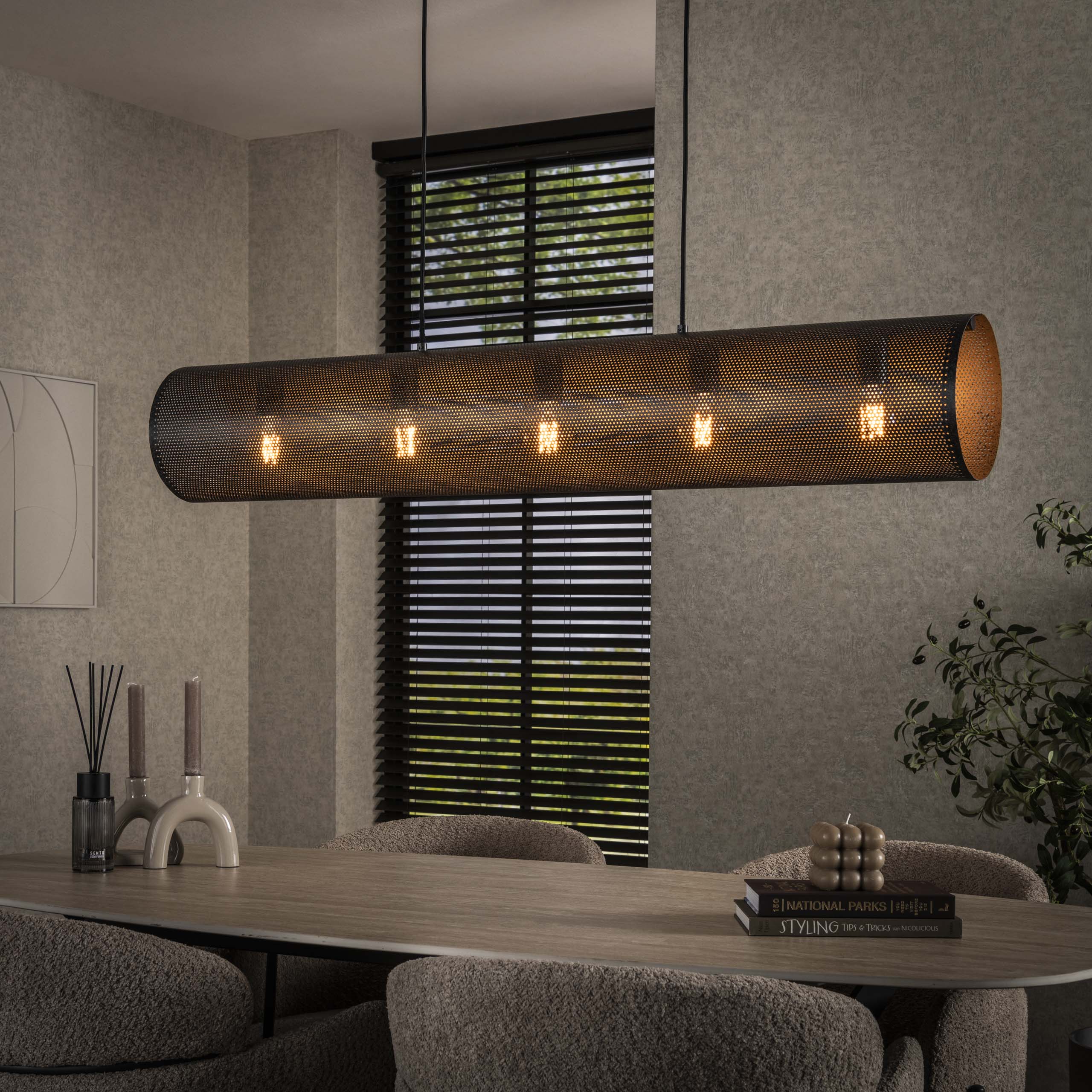 Hanglamp Tubon Mesh 5-lichts / Artic zwart - Zijlstra