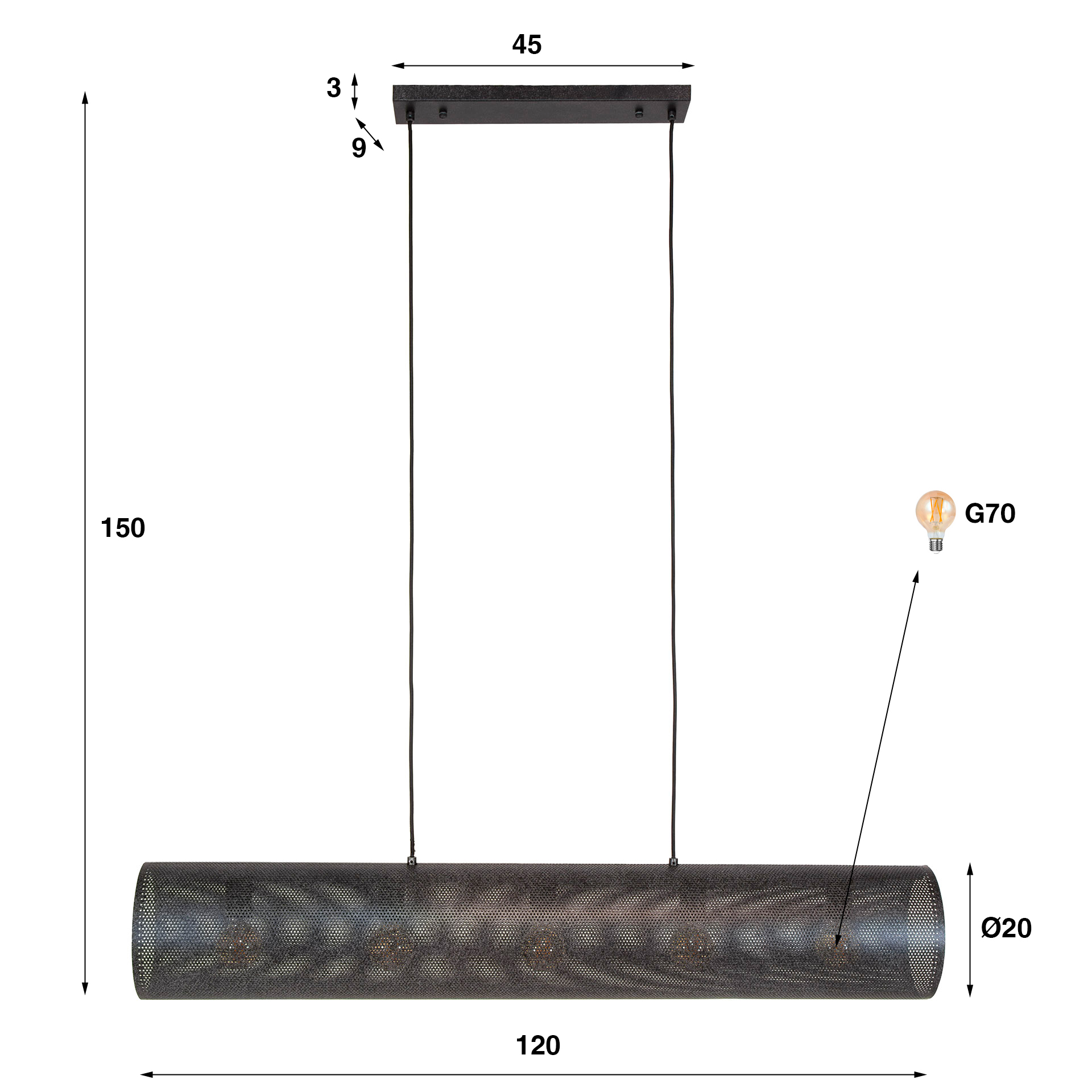 Pendelleuchte Tubon Mesh 5-flammig in Artic Schwarz - Emmo Design