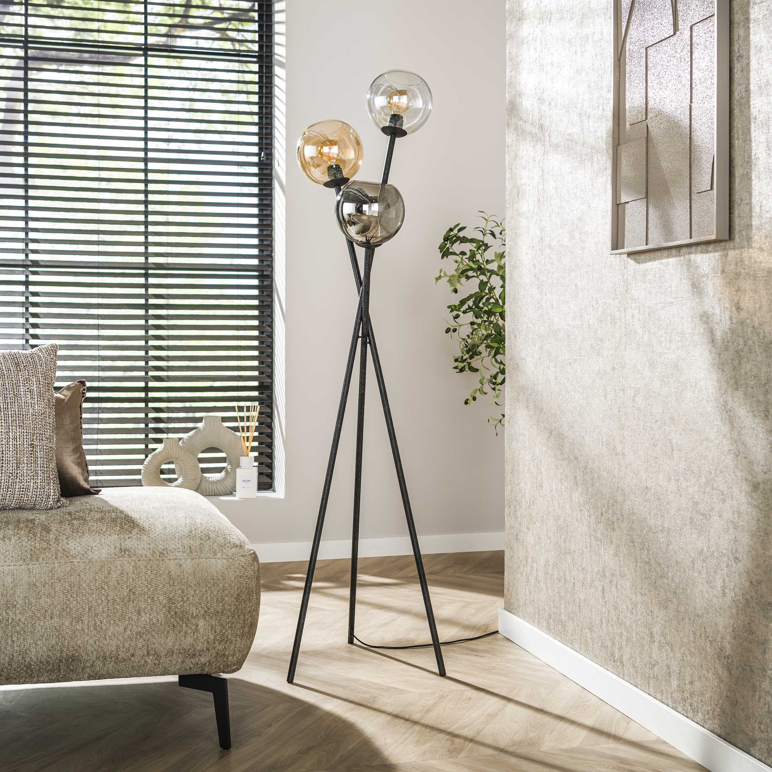 Vloerlamp Multi Globe 3-lichts / Artic zwart - Zijlstra