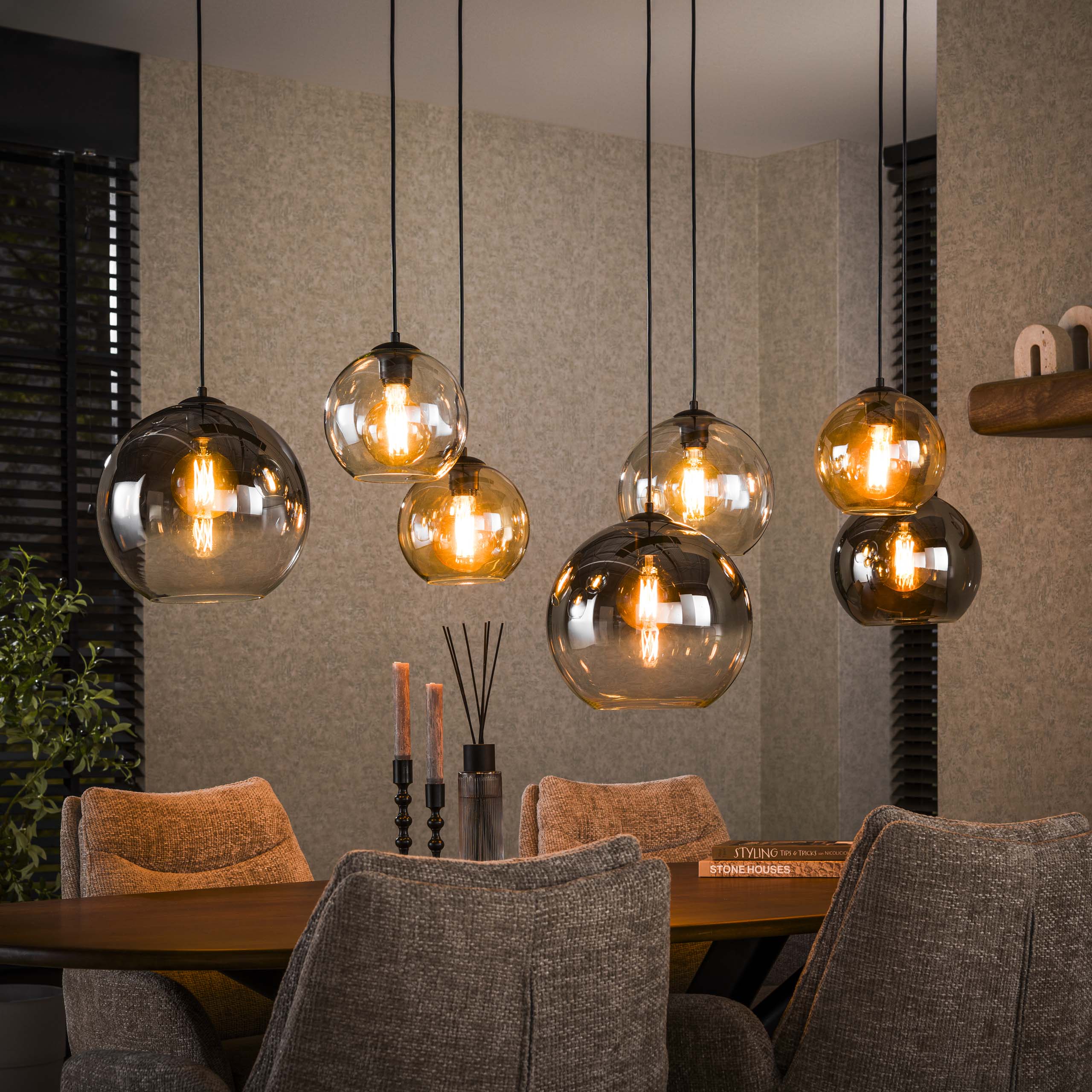 Hanglamp Multi Globe 4+3-lichts / Artic zwart - Zijlstra