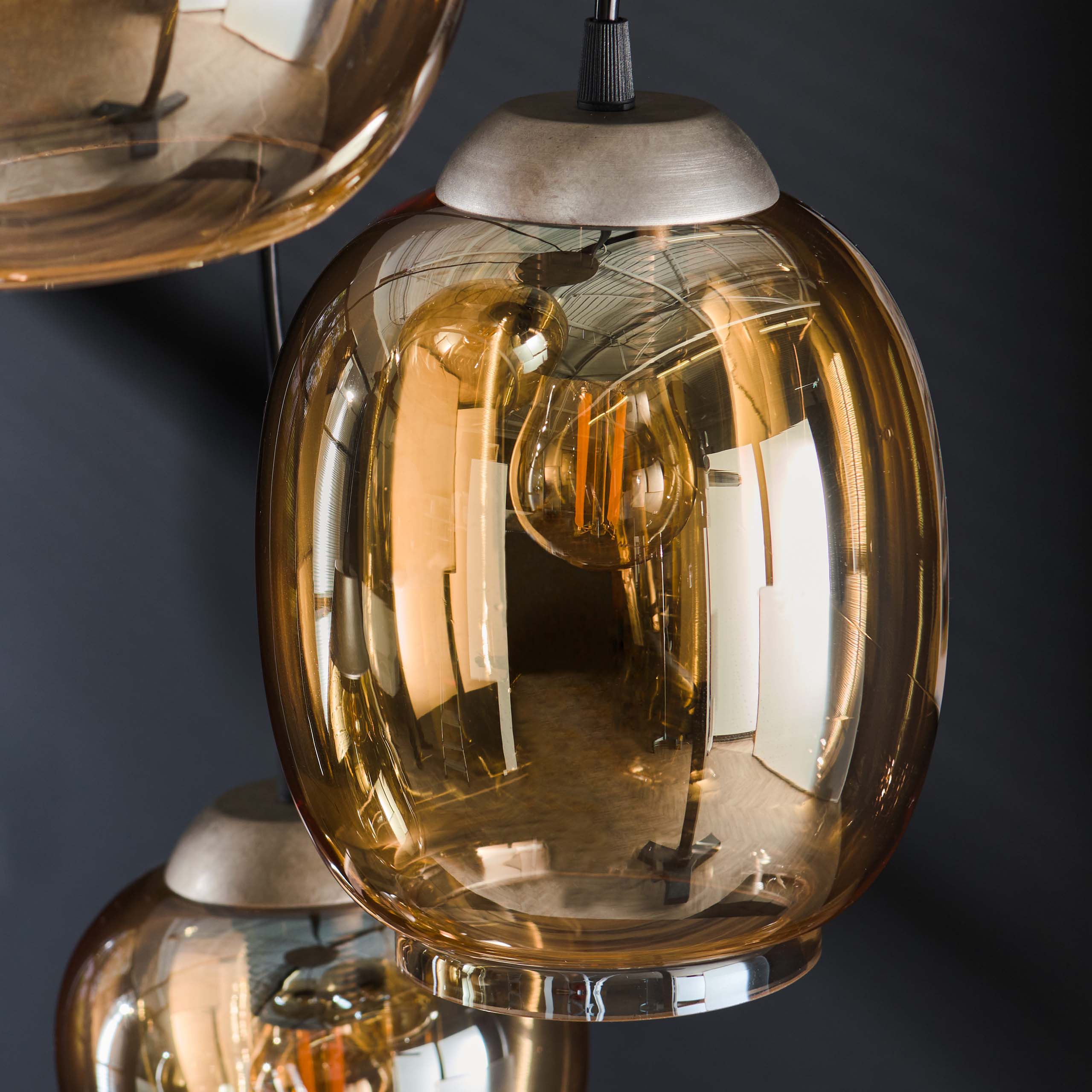 Hanglamp Mix getrapt 5-lichts / Amber glas - Zijlstra