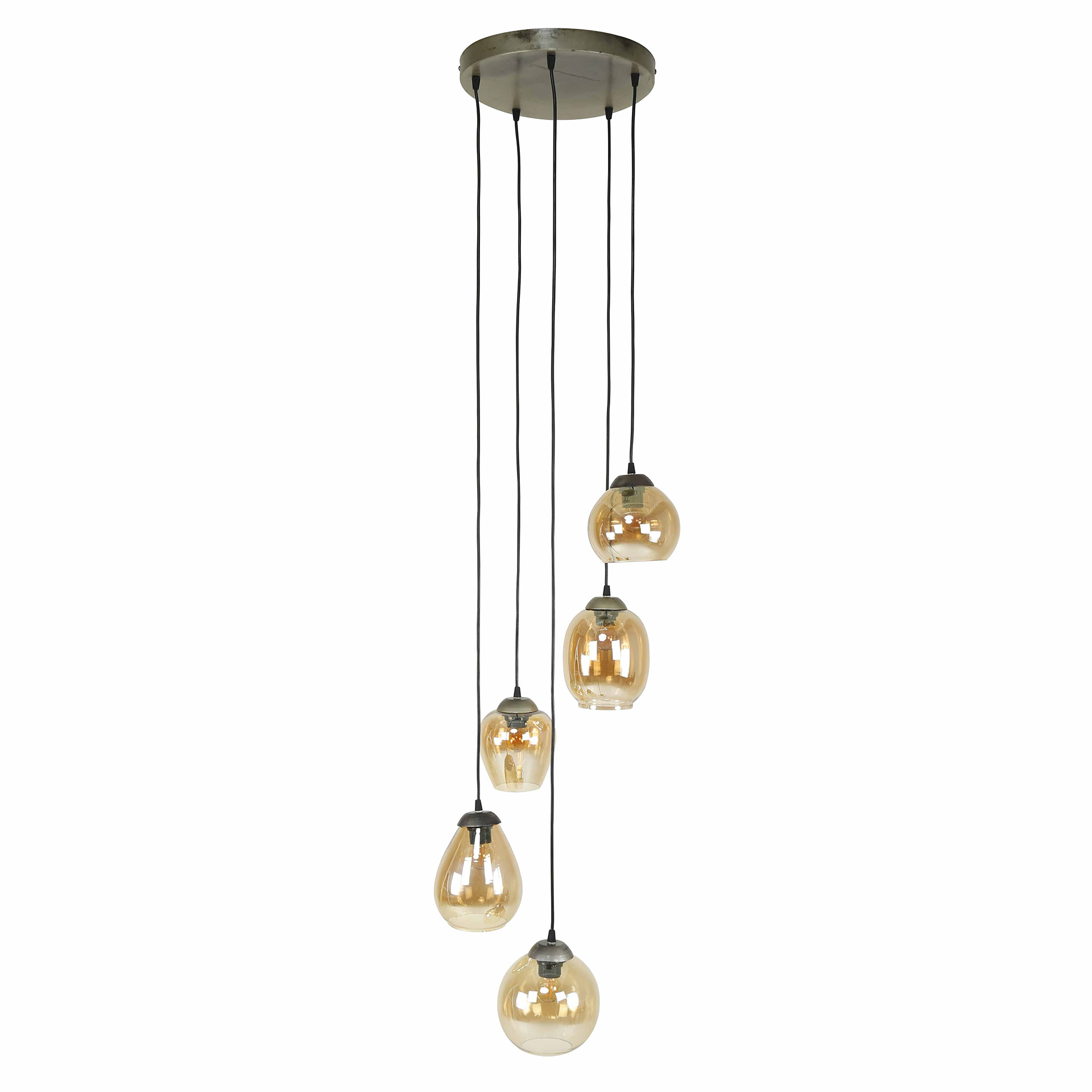 Hanglamp Mix getrapt 5-lichts / Amber glas - Zijlstra