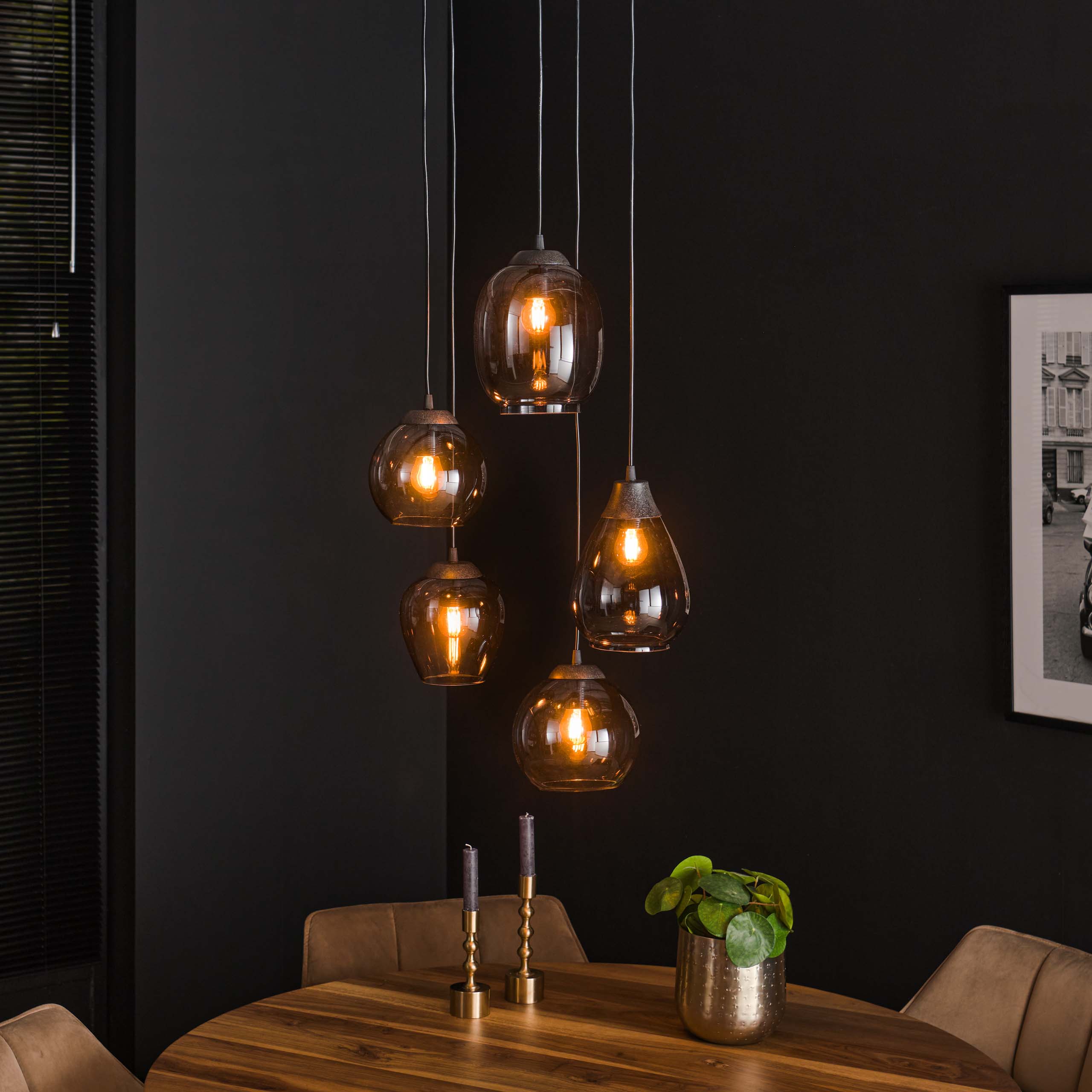 Hanglamp Mix getrapt 5-lichts / Chroom glas - Zijlstra