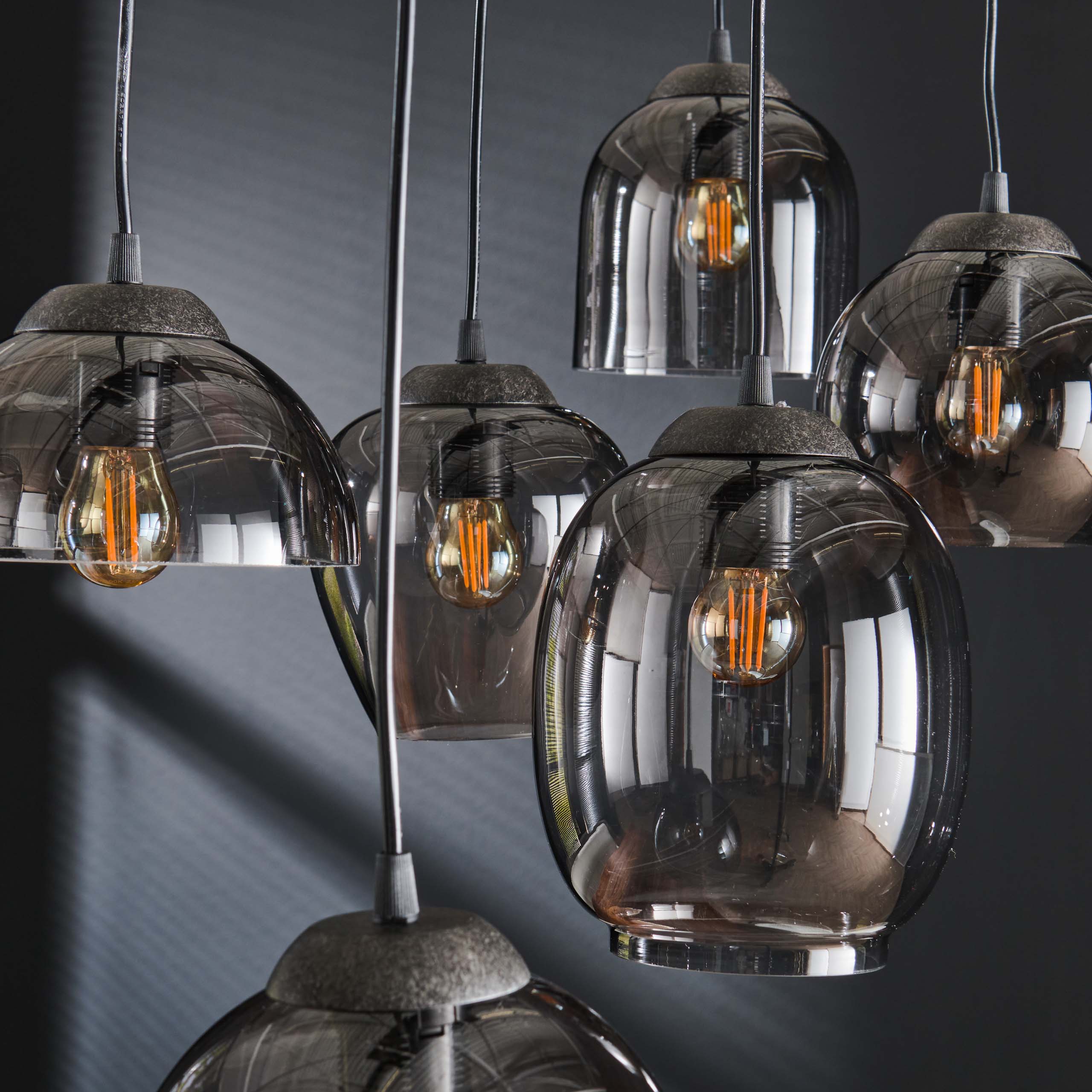 Pendelleuchte Mix getrapt 5-flammig in Chromglas (Chroom Glas) - Emmo Design