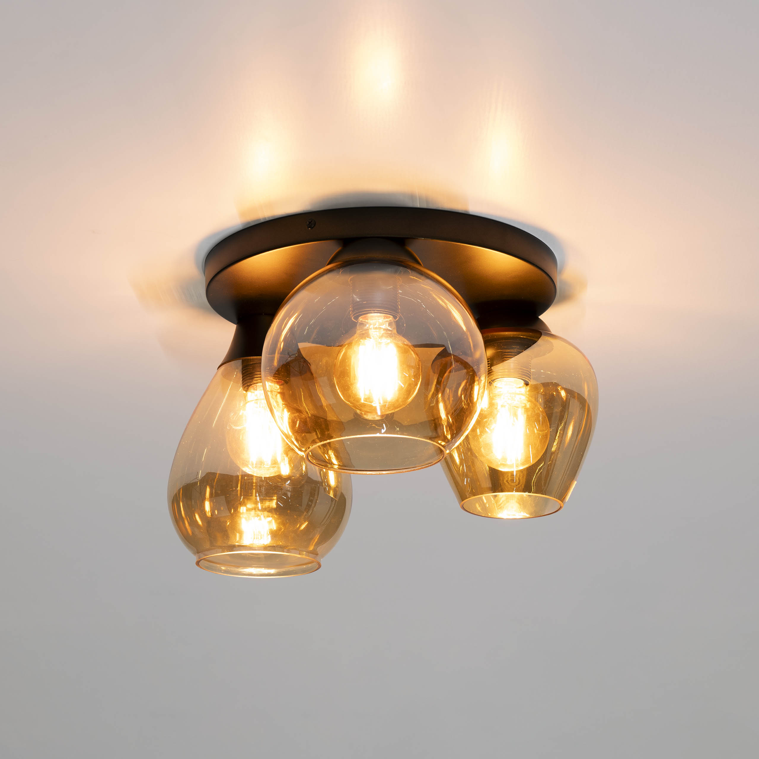Deckenleuchte Mix 3-flammig / Amber Glas - Zijlstra