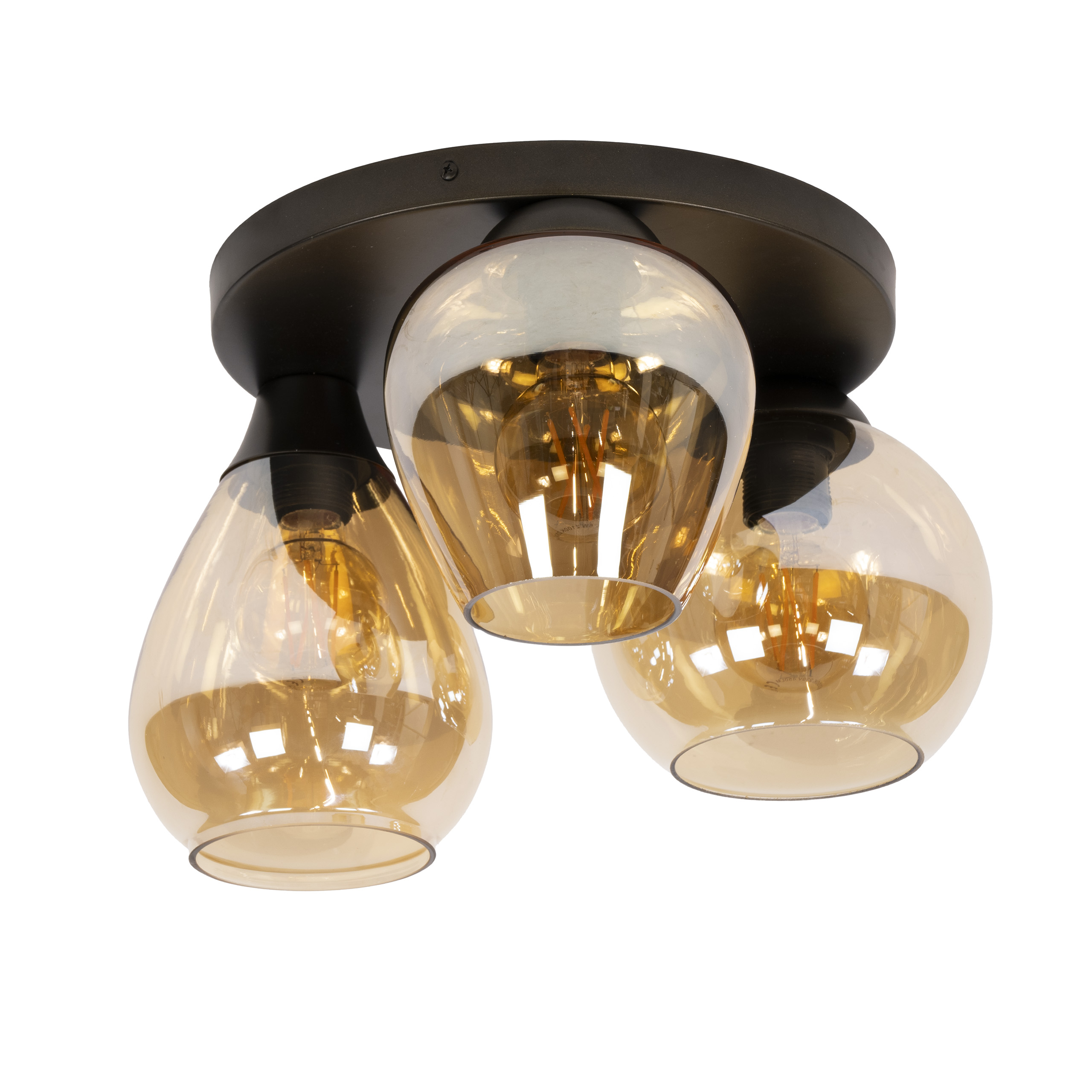 Plafondlamp Mix 3-lichts / Amber glas - Zijlstra